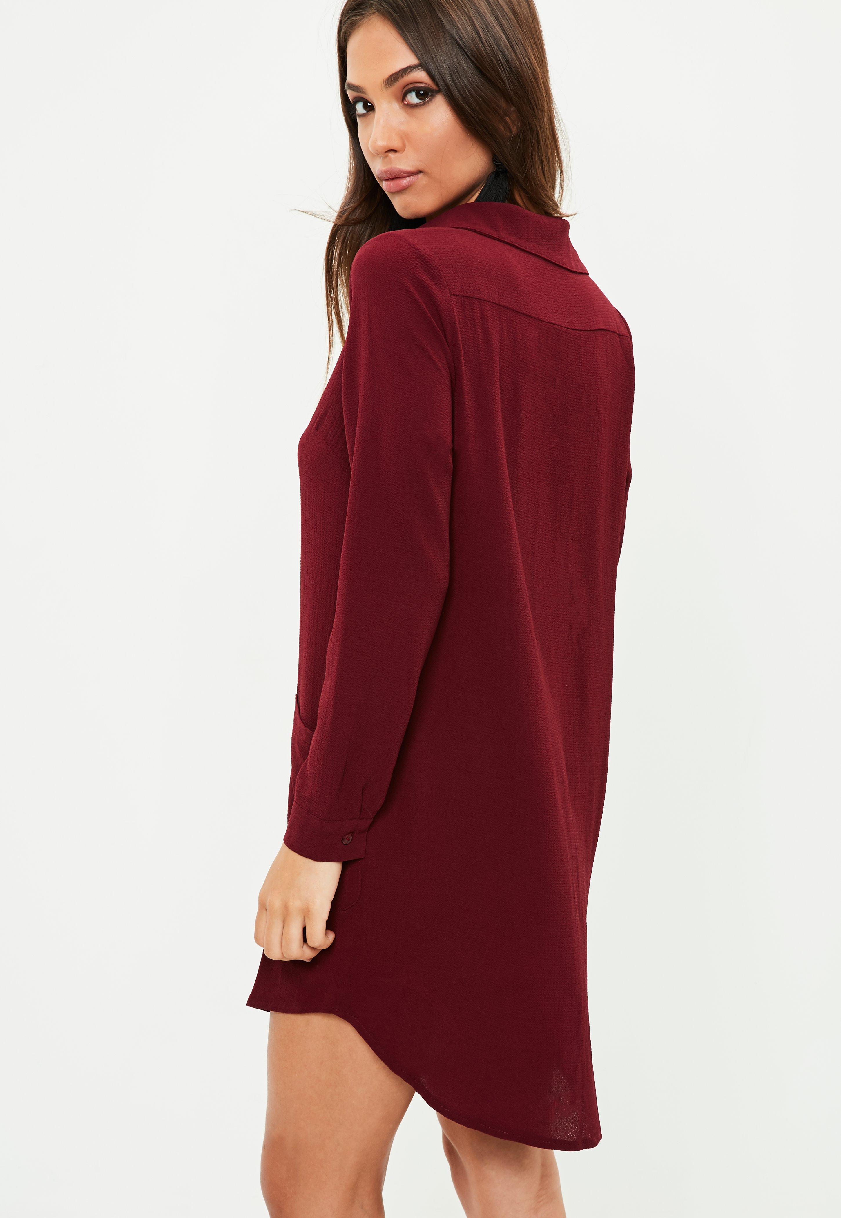 Lyst Missguided Red V Neck Shirt Dress in Red