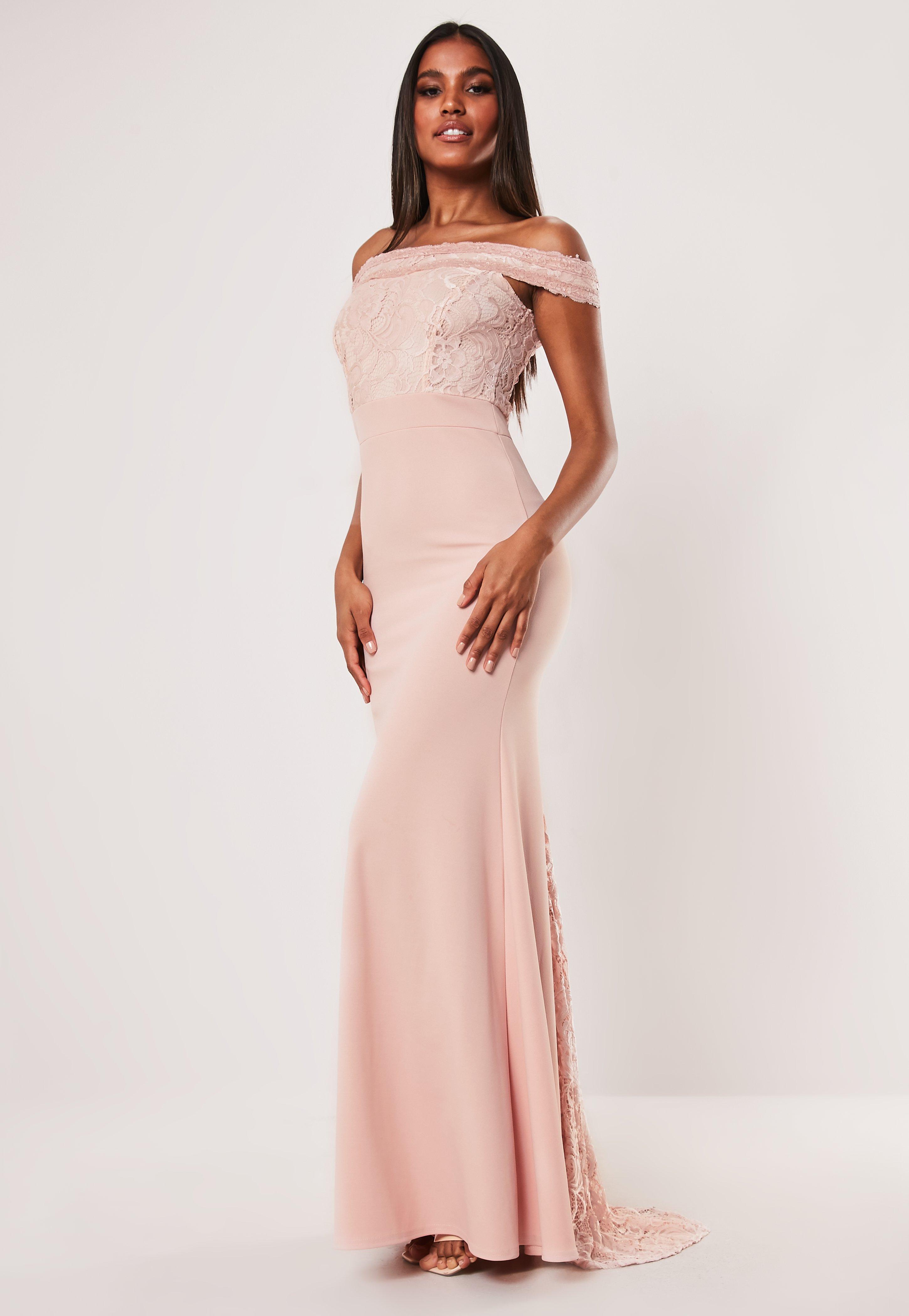 navy lace bardot fishtail maxi dress
