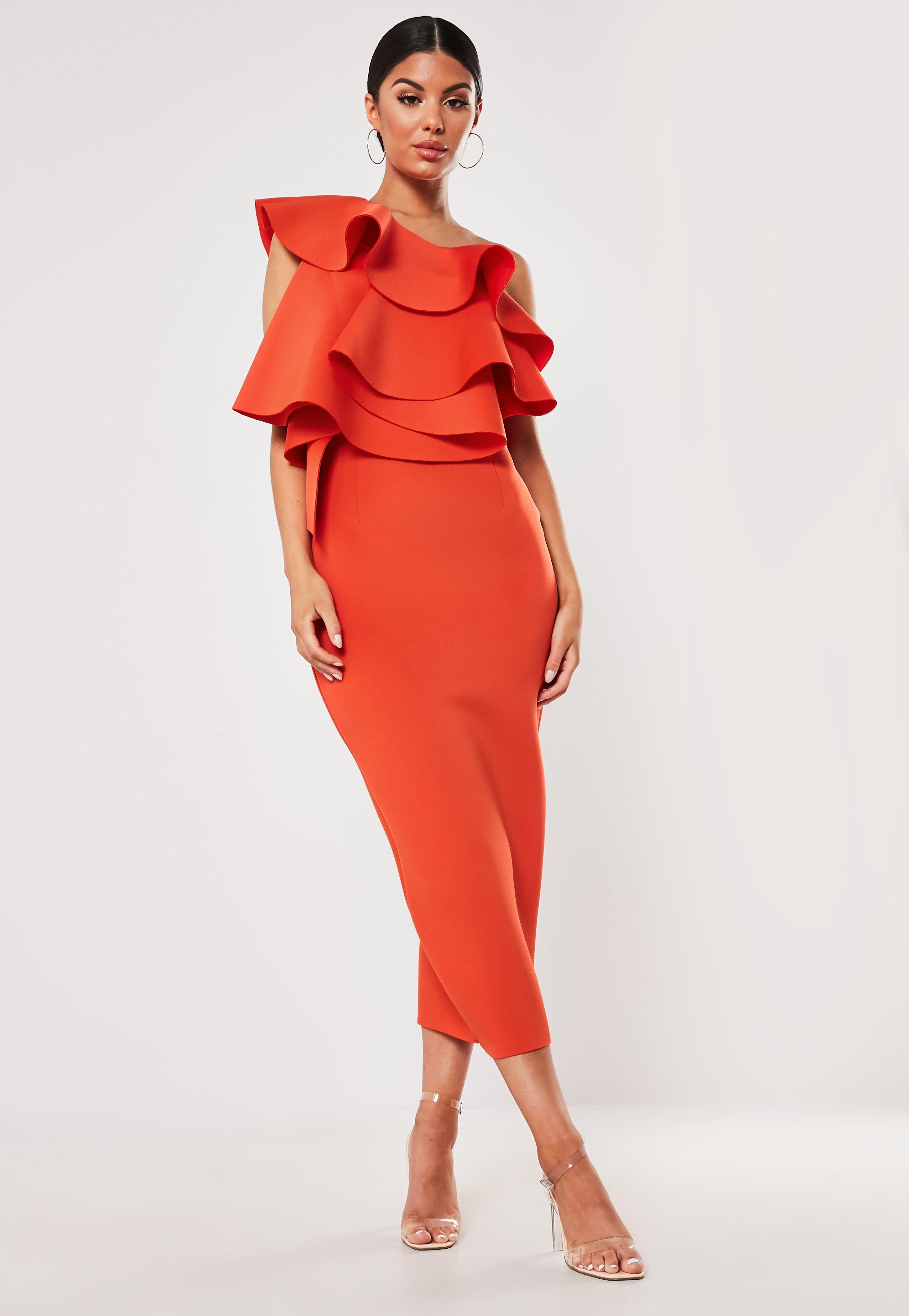 scuba dress with ruffles