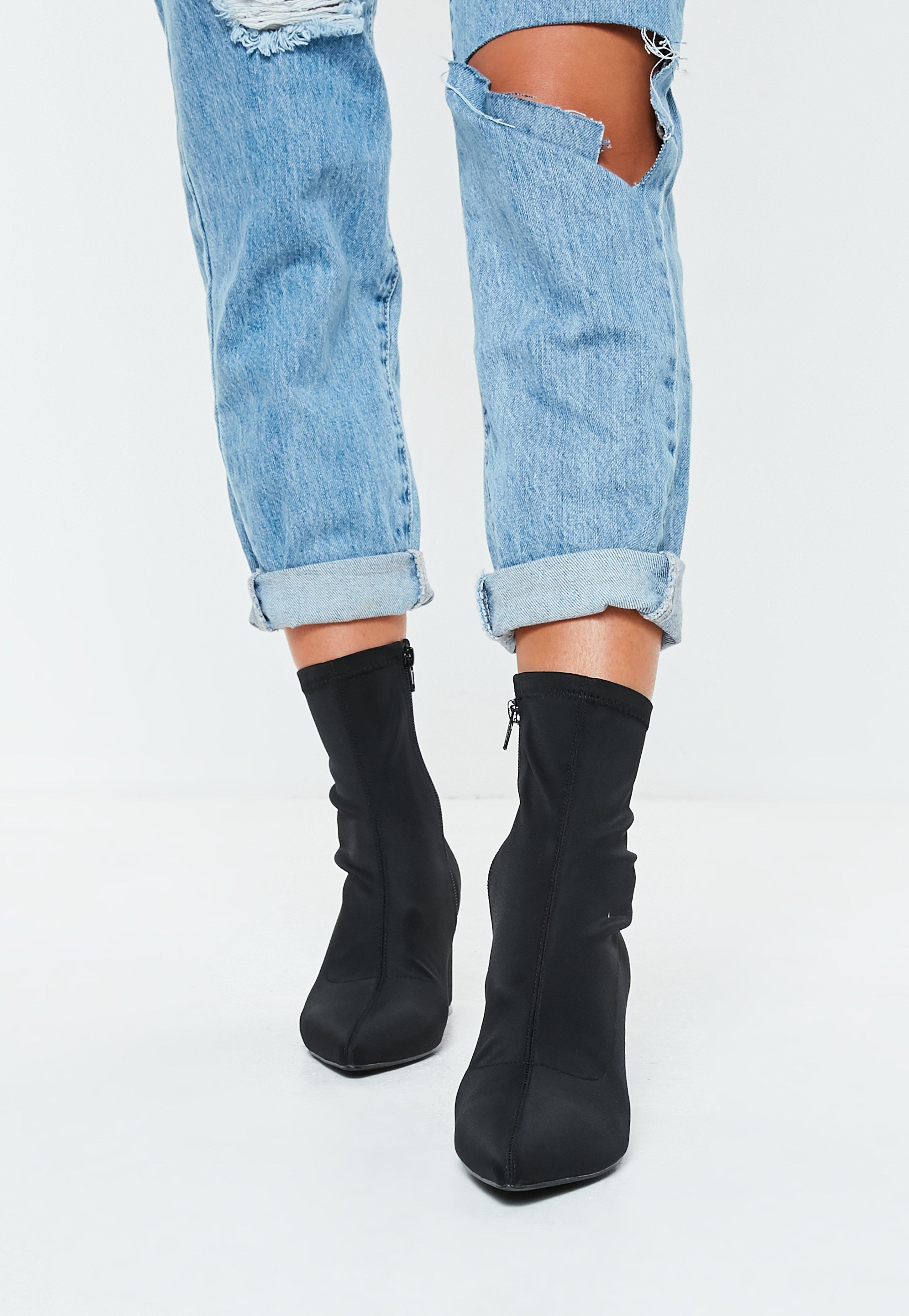 black mid heel boot