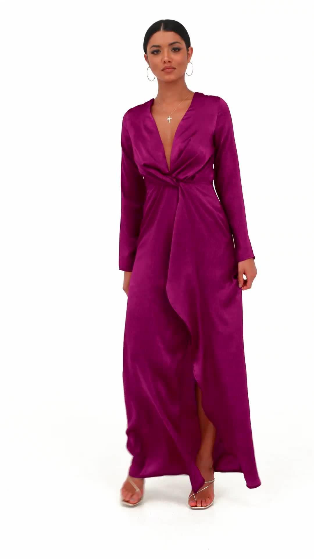 raspberry maxi dress