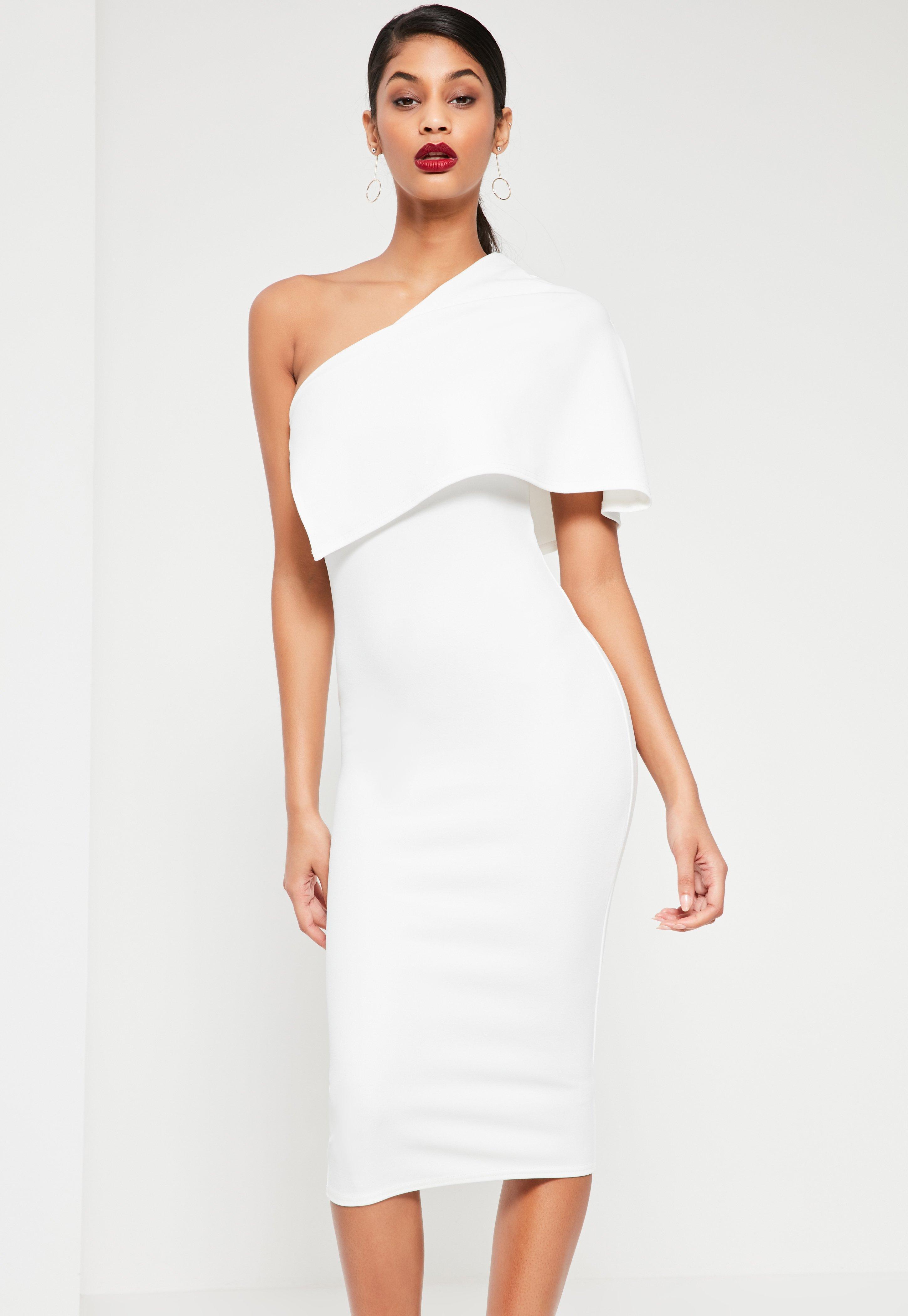 white cape midi dress