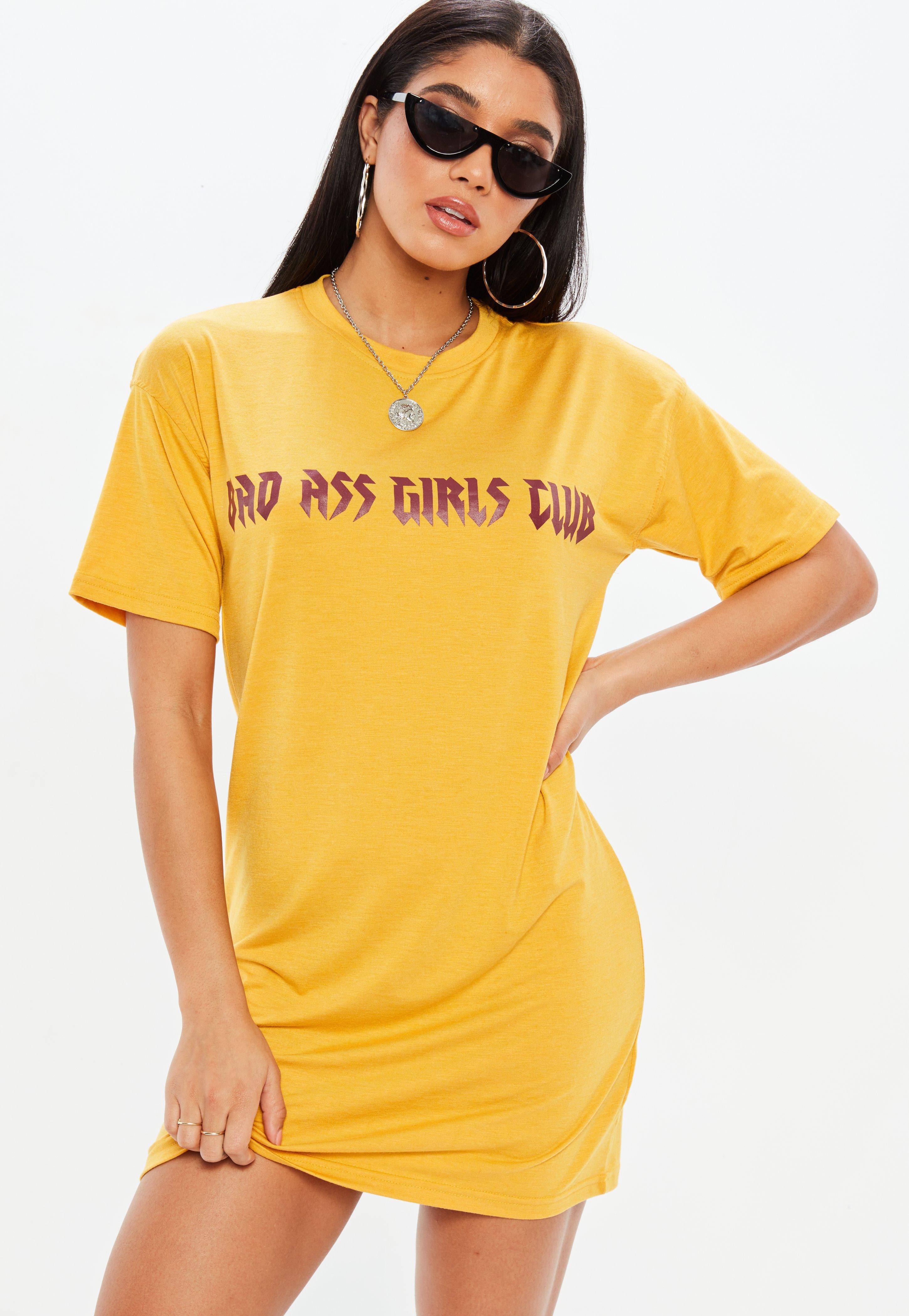 mustard yellow t shirt dress