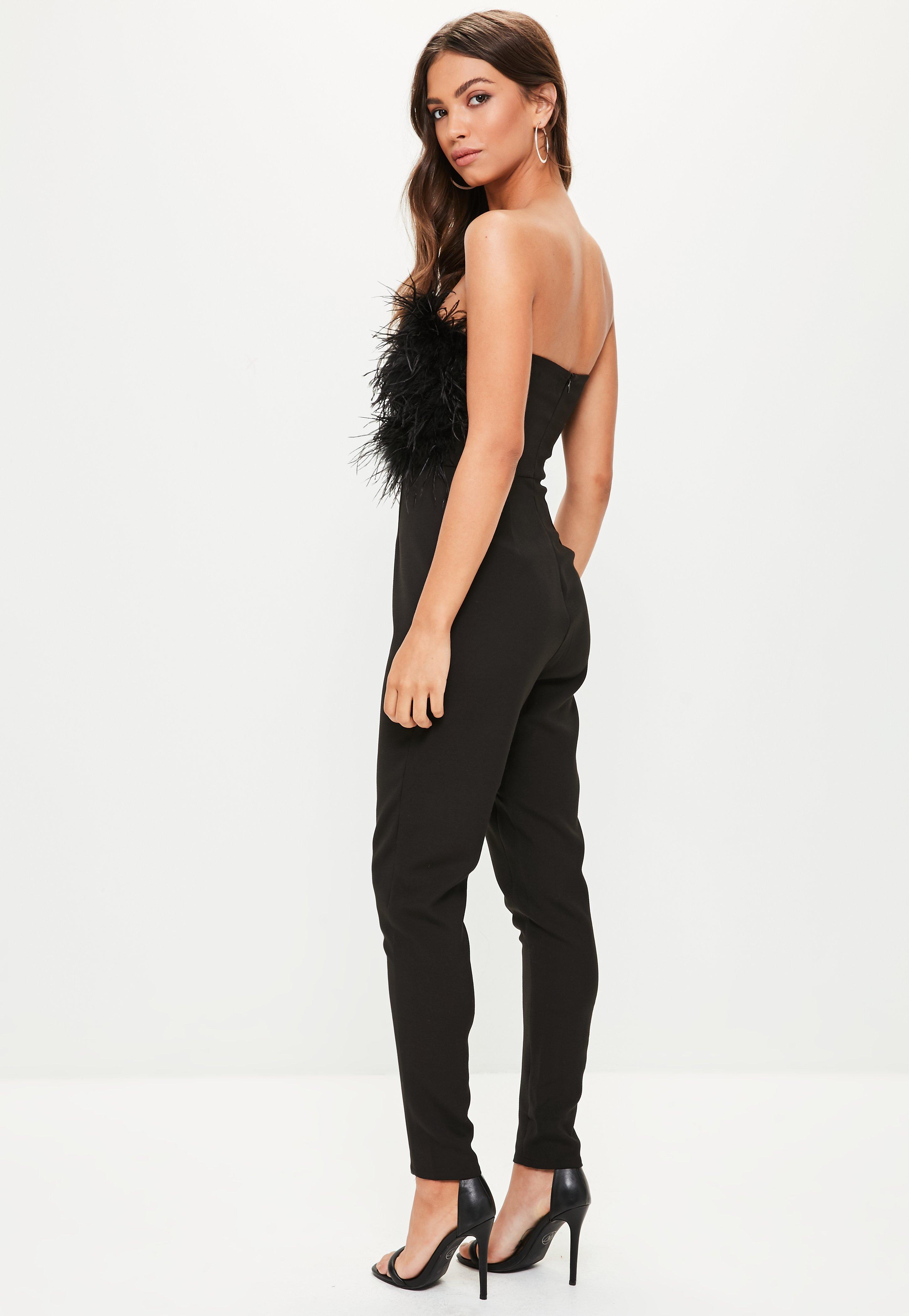 black feather jumpsuit