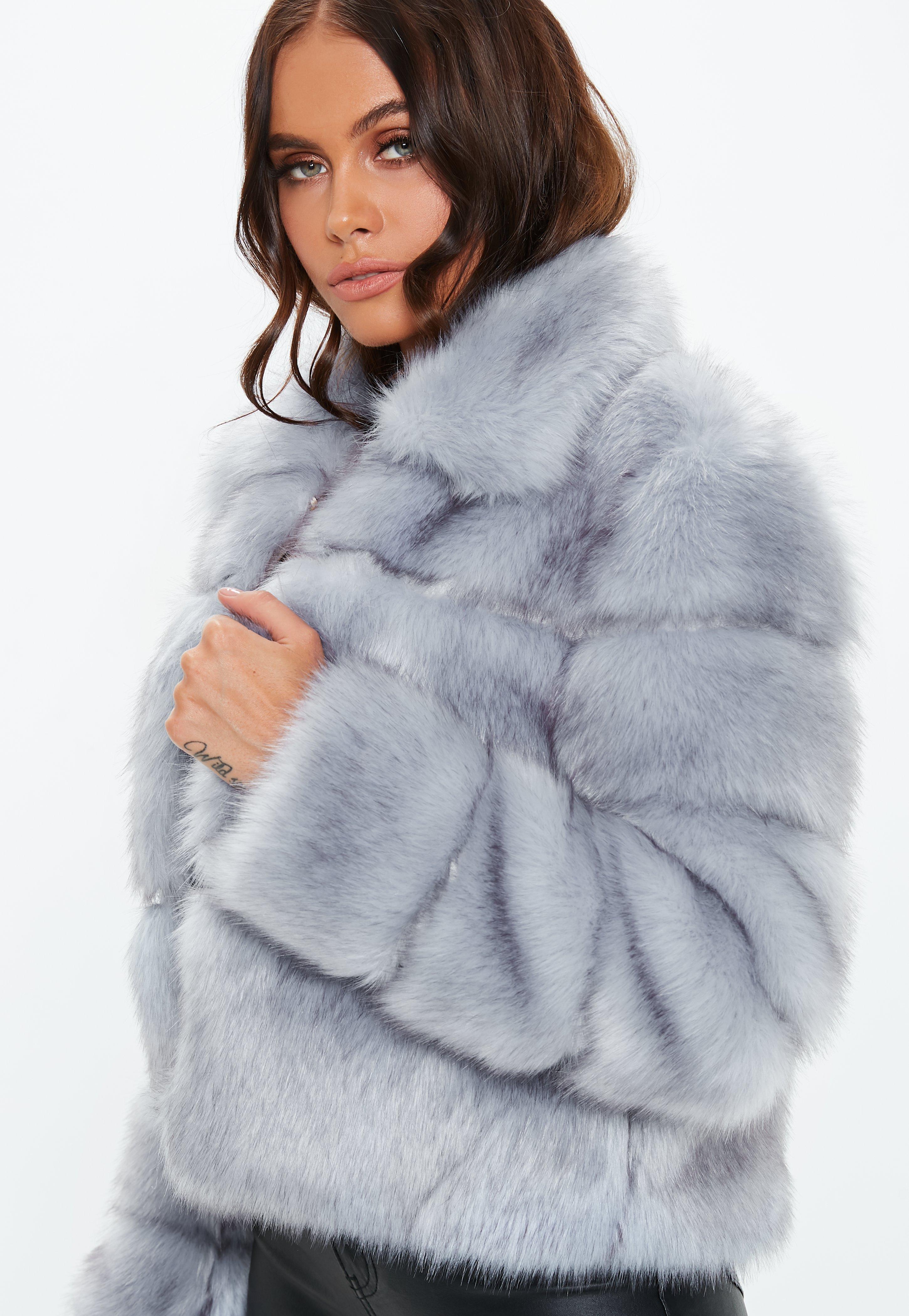 Missguided Premium Blue Crop Pelted Faux Fur Jacket - Lyst