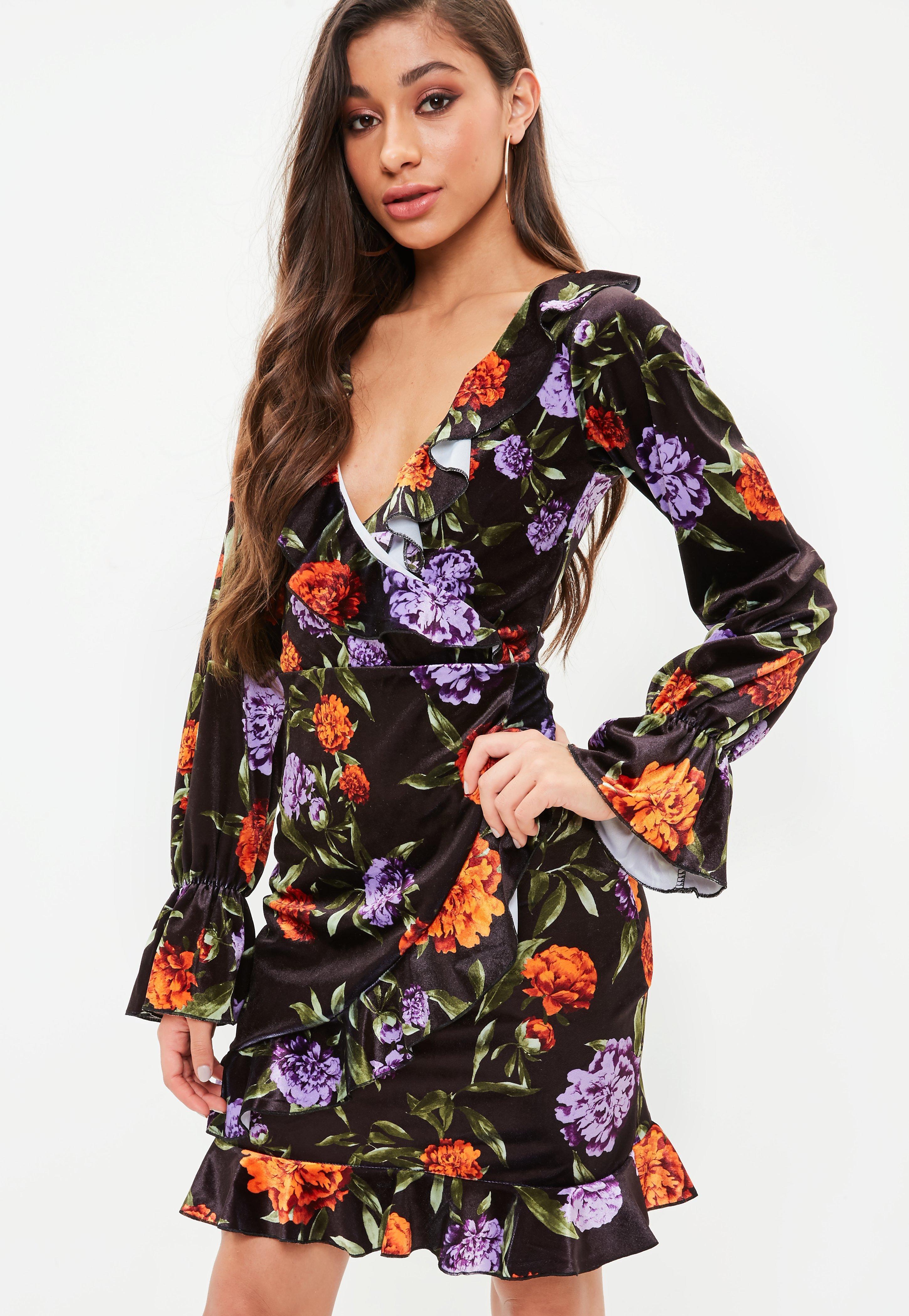 black ruffle tea dress