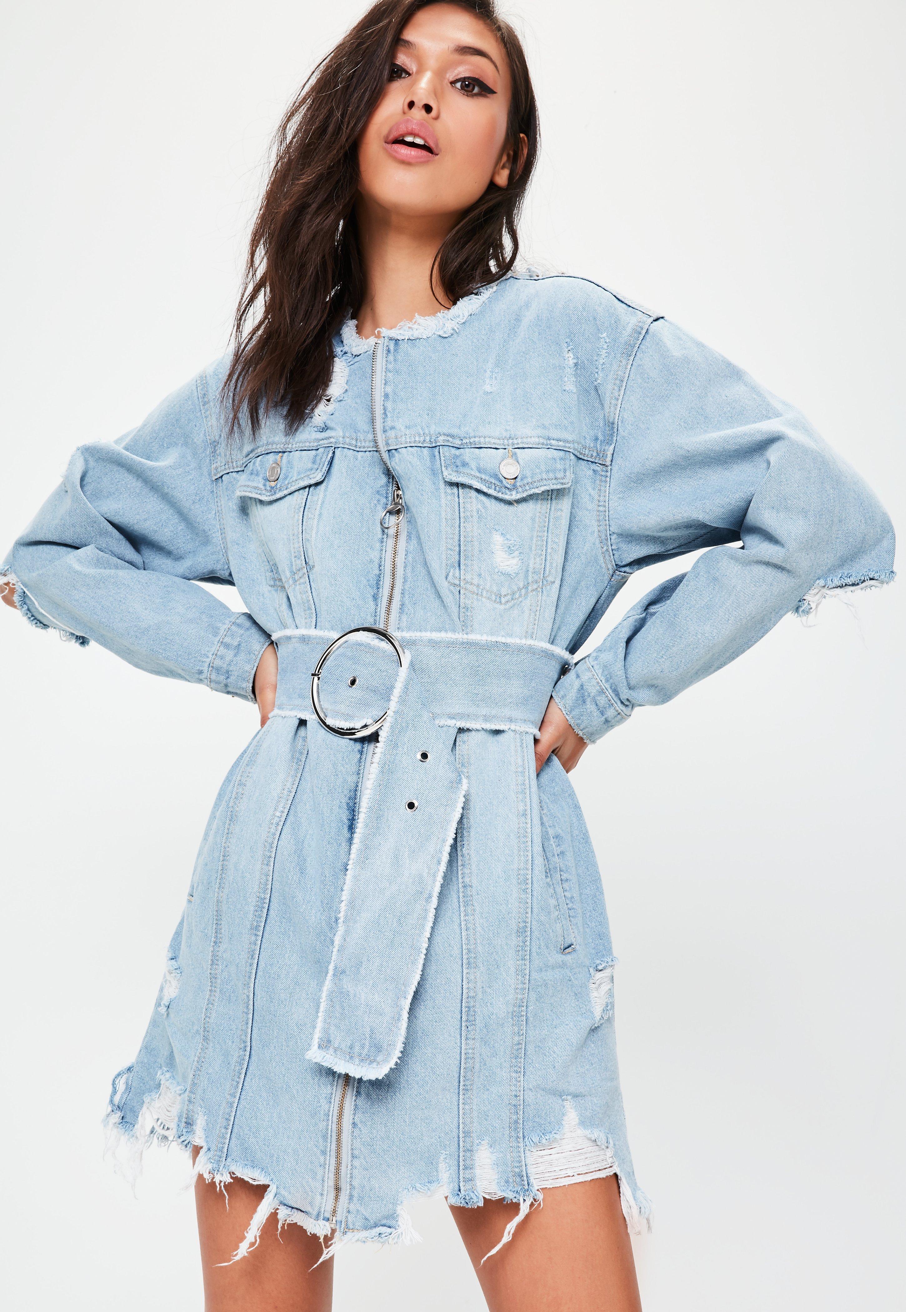 buckle denim dress