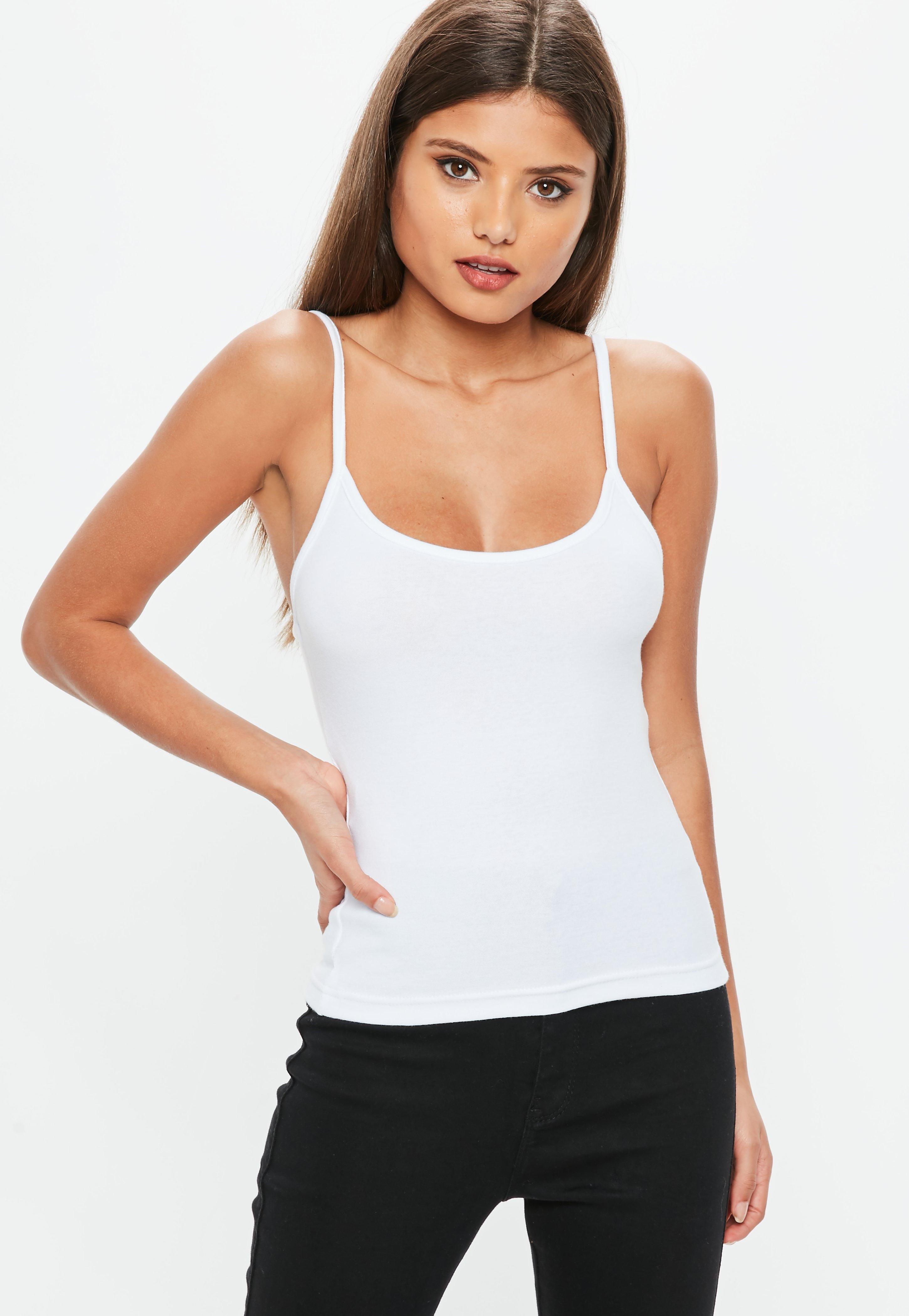 missguided-cotton-white-strappy-cami-top-lyst