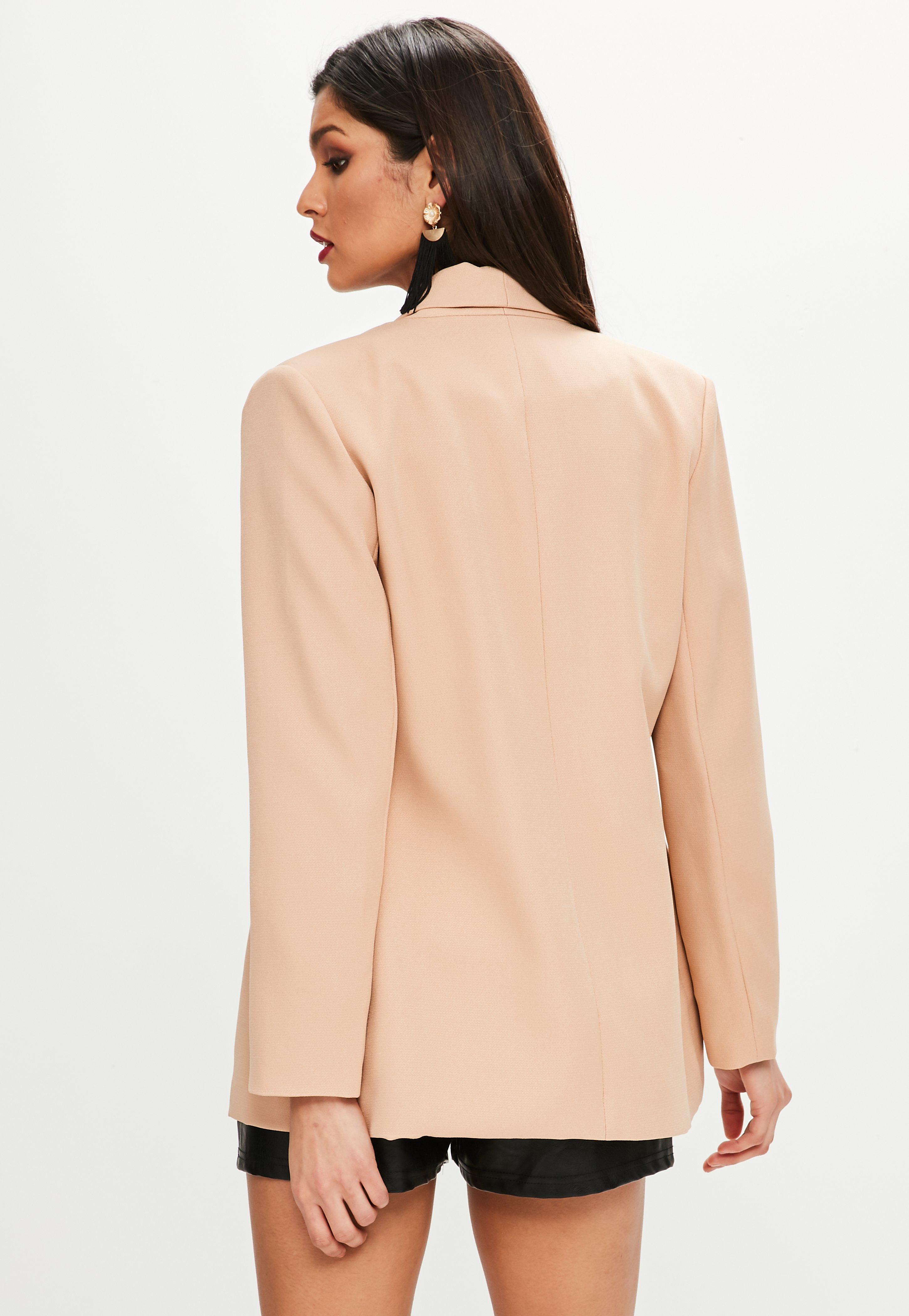 Missguided Synthetic Nude Boyfriend Blazer in Natural - Lyst