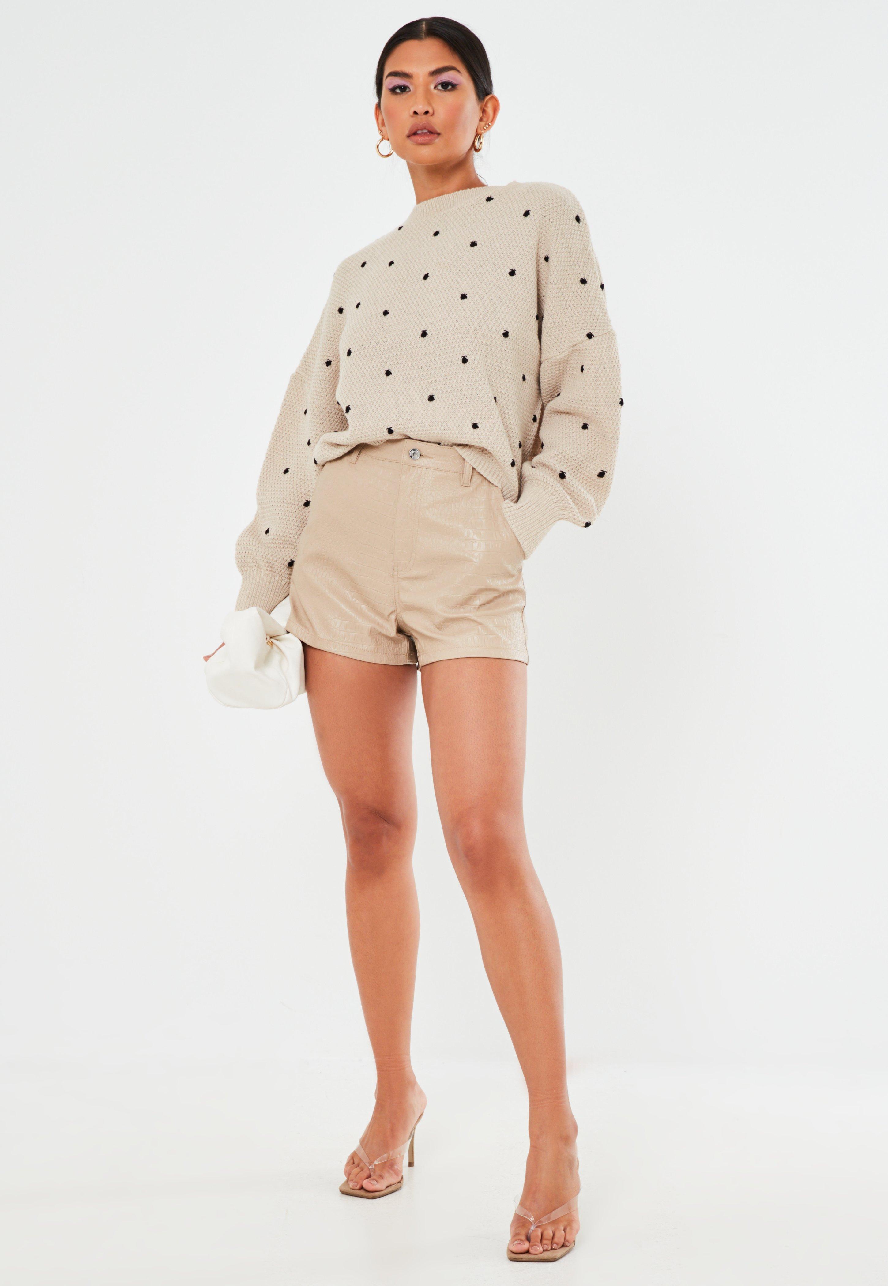 Stone Polka Dot Balloon Sleeve Cardigan 