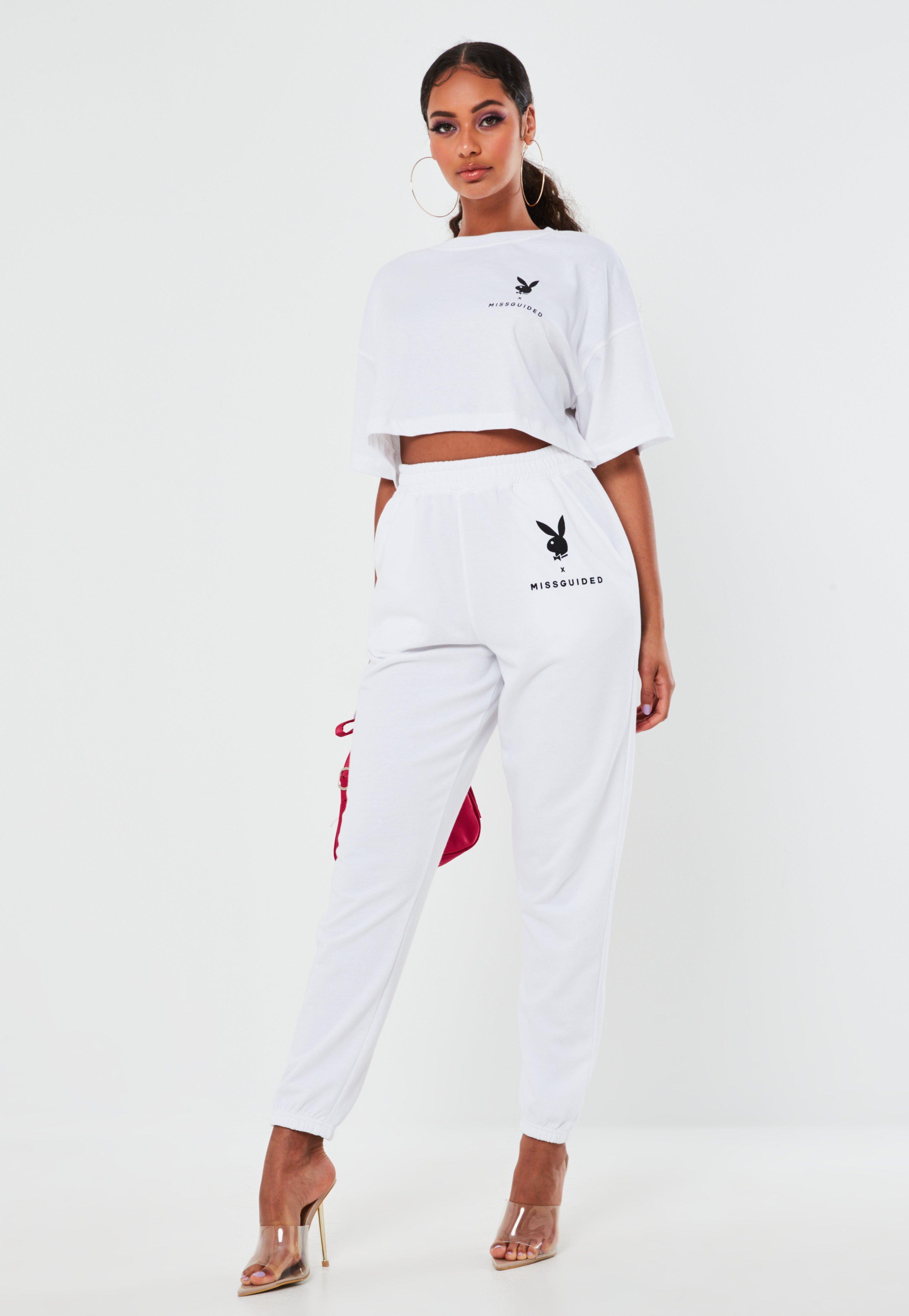 playboy bunny sweatpants womens white TGS A.A