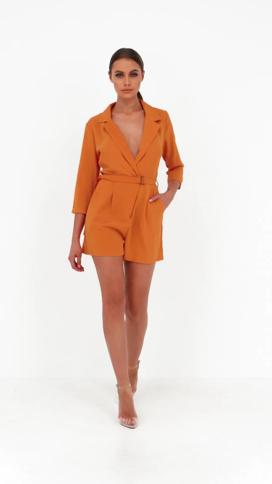 orange belted playsuit