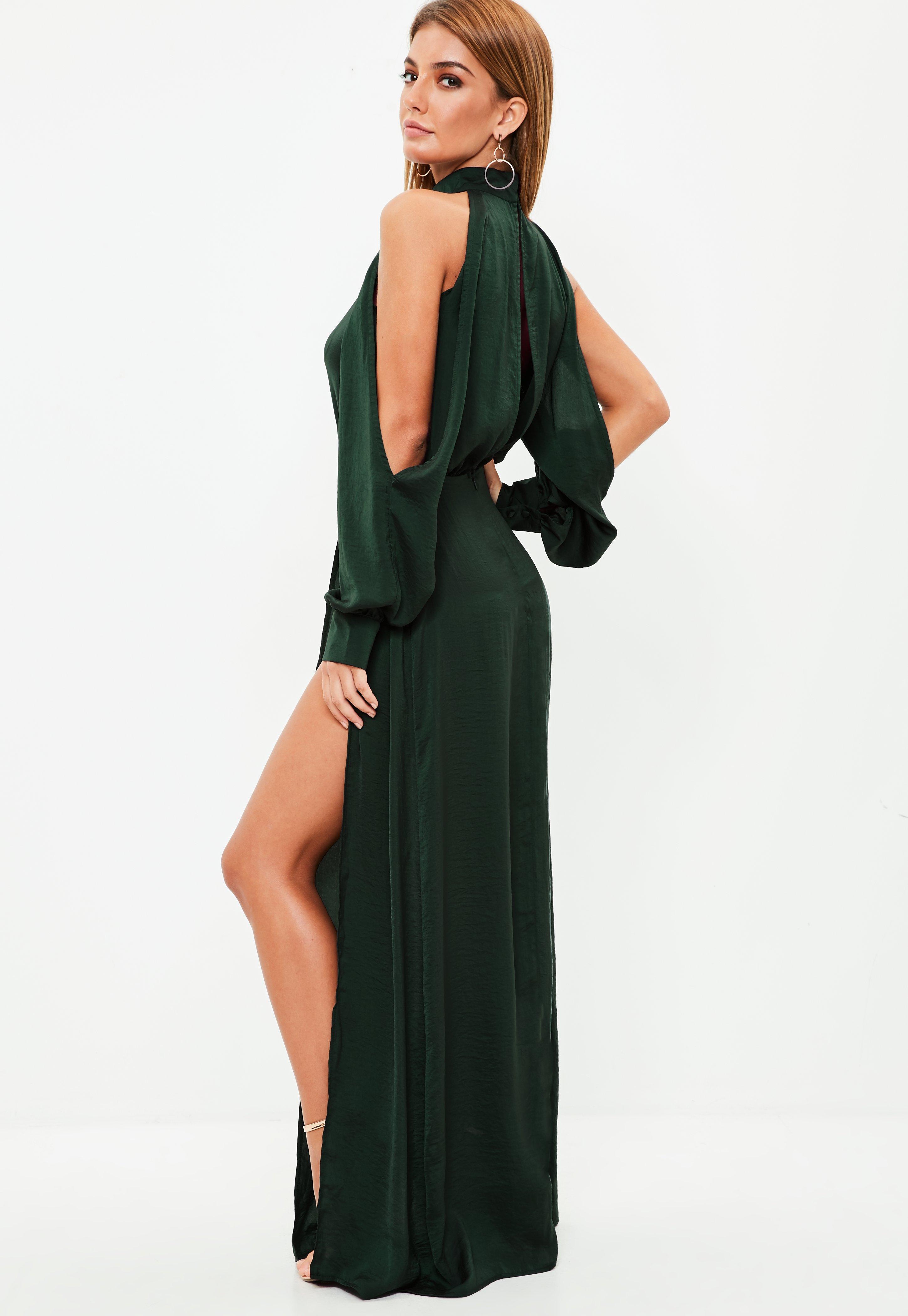missguided green maxi dress