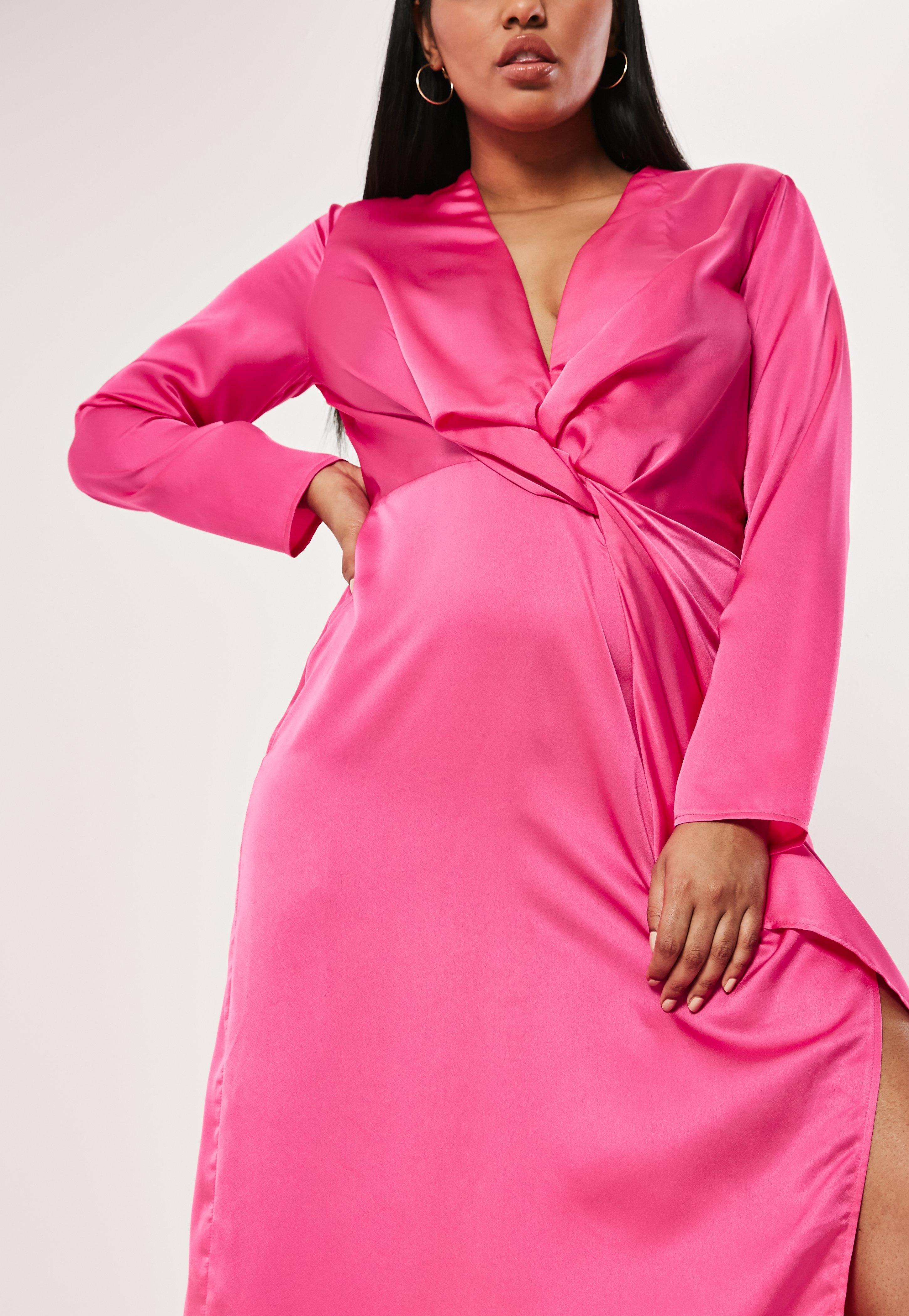 satin thigh split dress