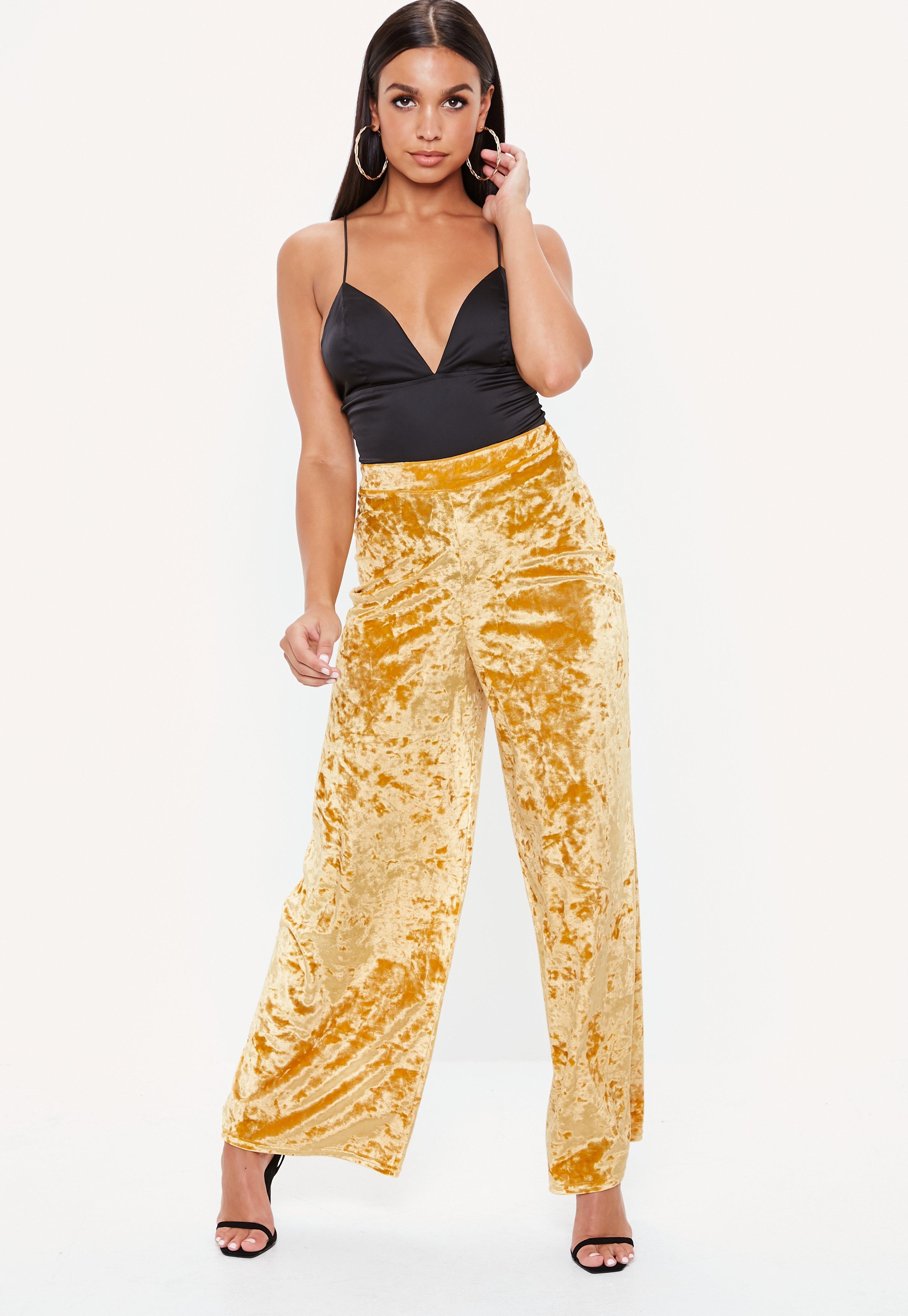 mustard yellow velvet pants