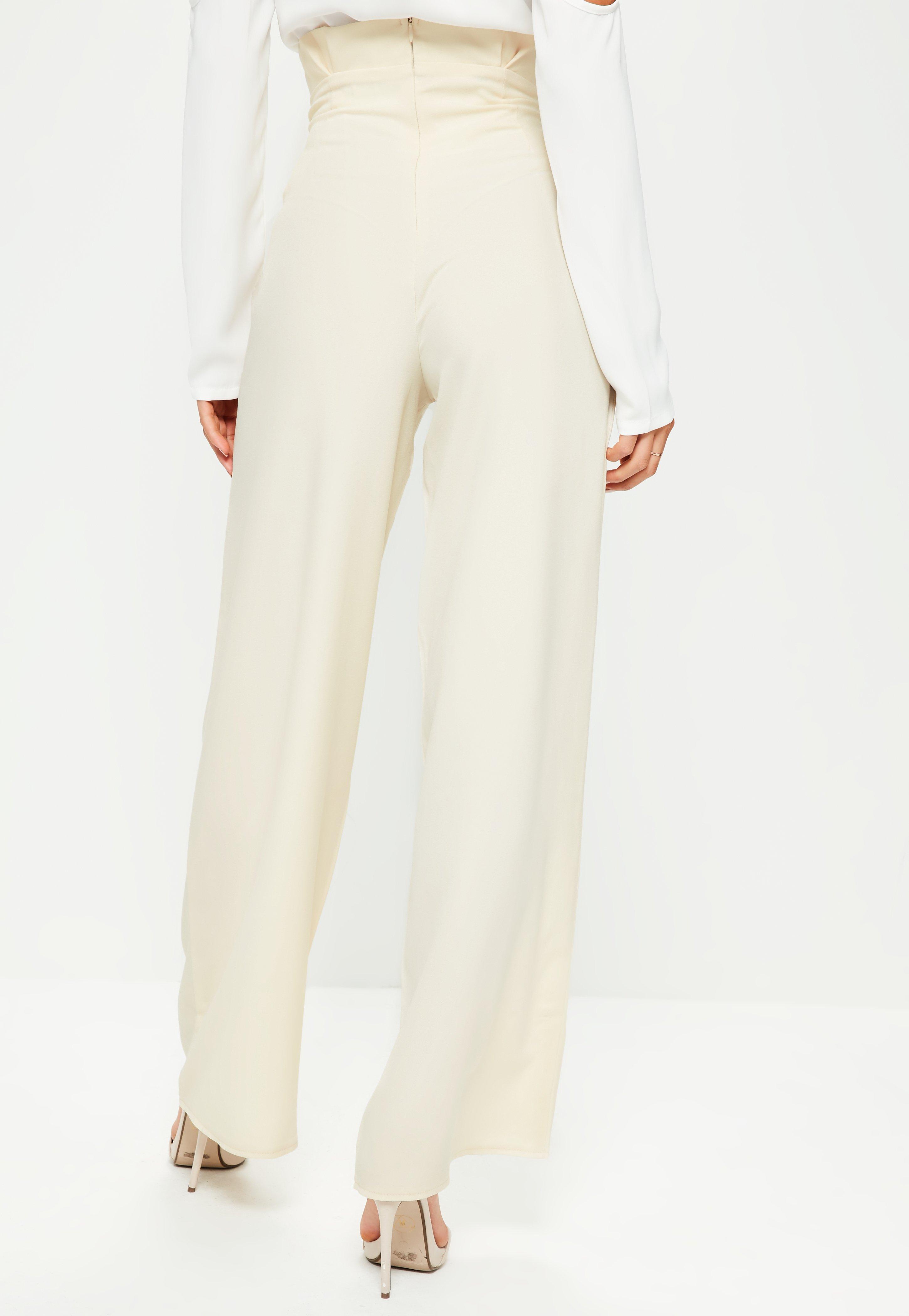 cream high waisted wide leg trousers