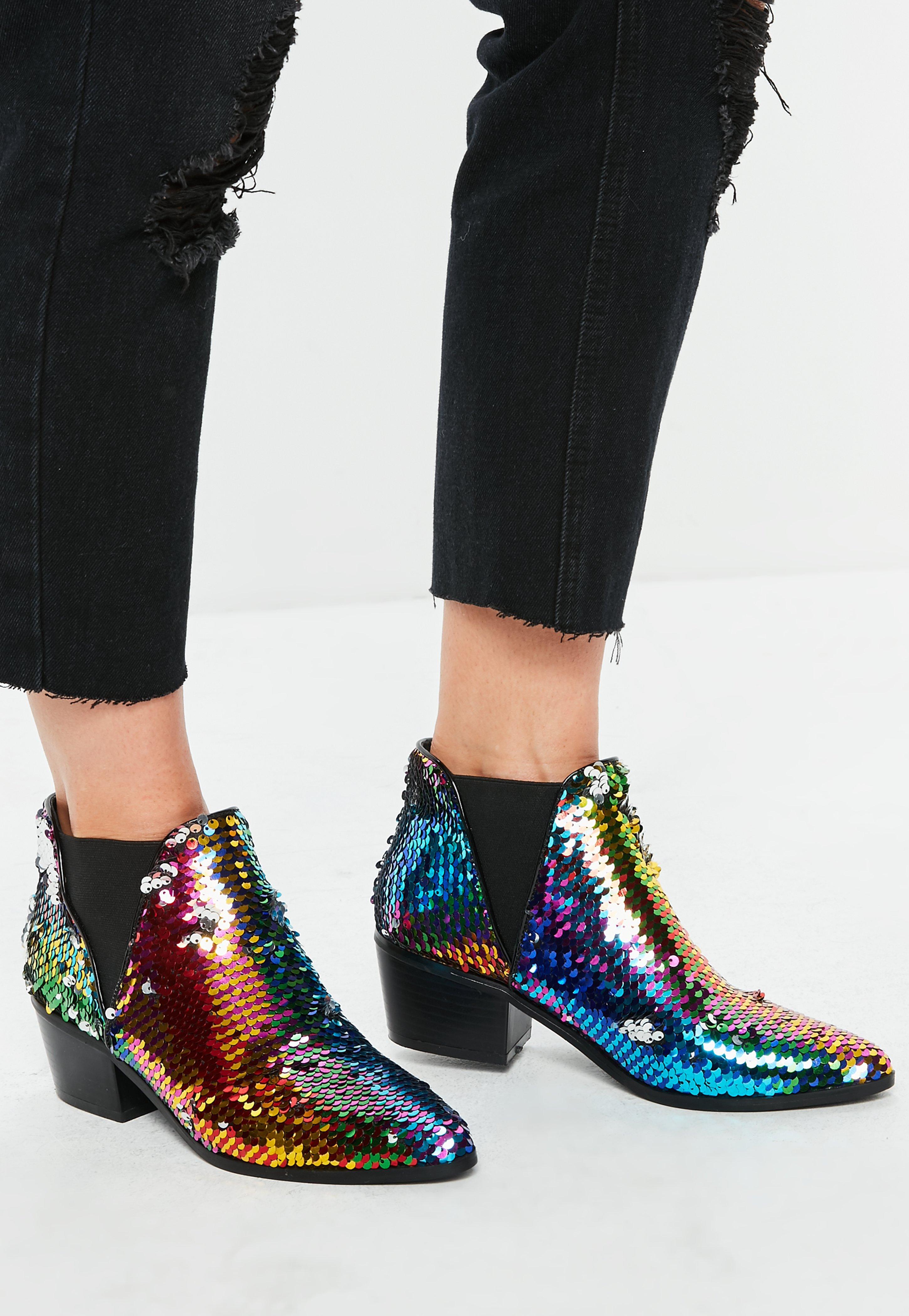 Missguided Pink Sequin Chelsea Ankle 