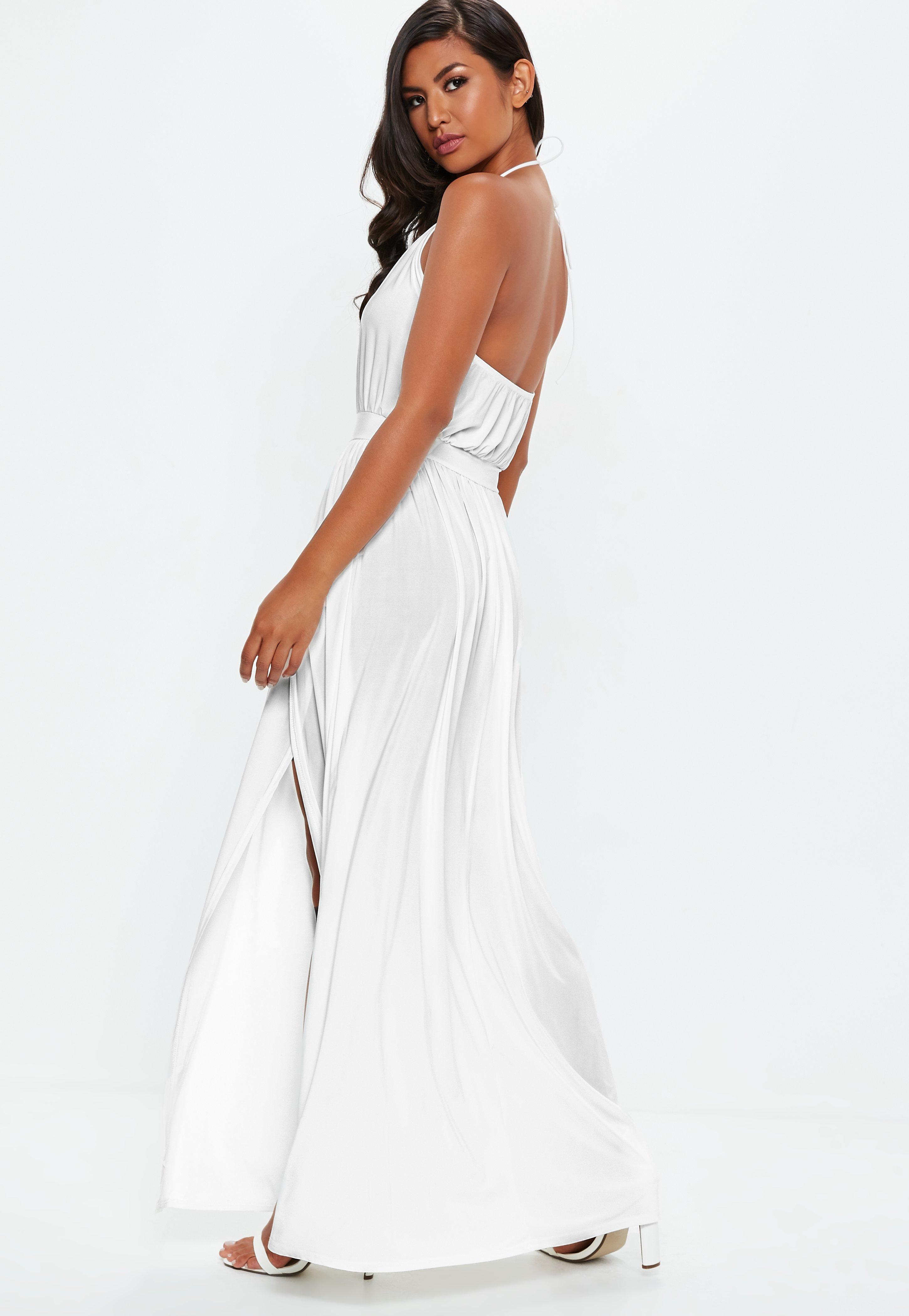 slinky white maxi dress