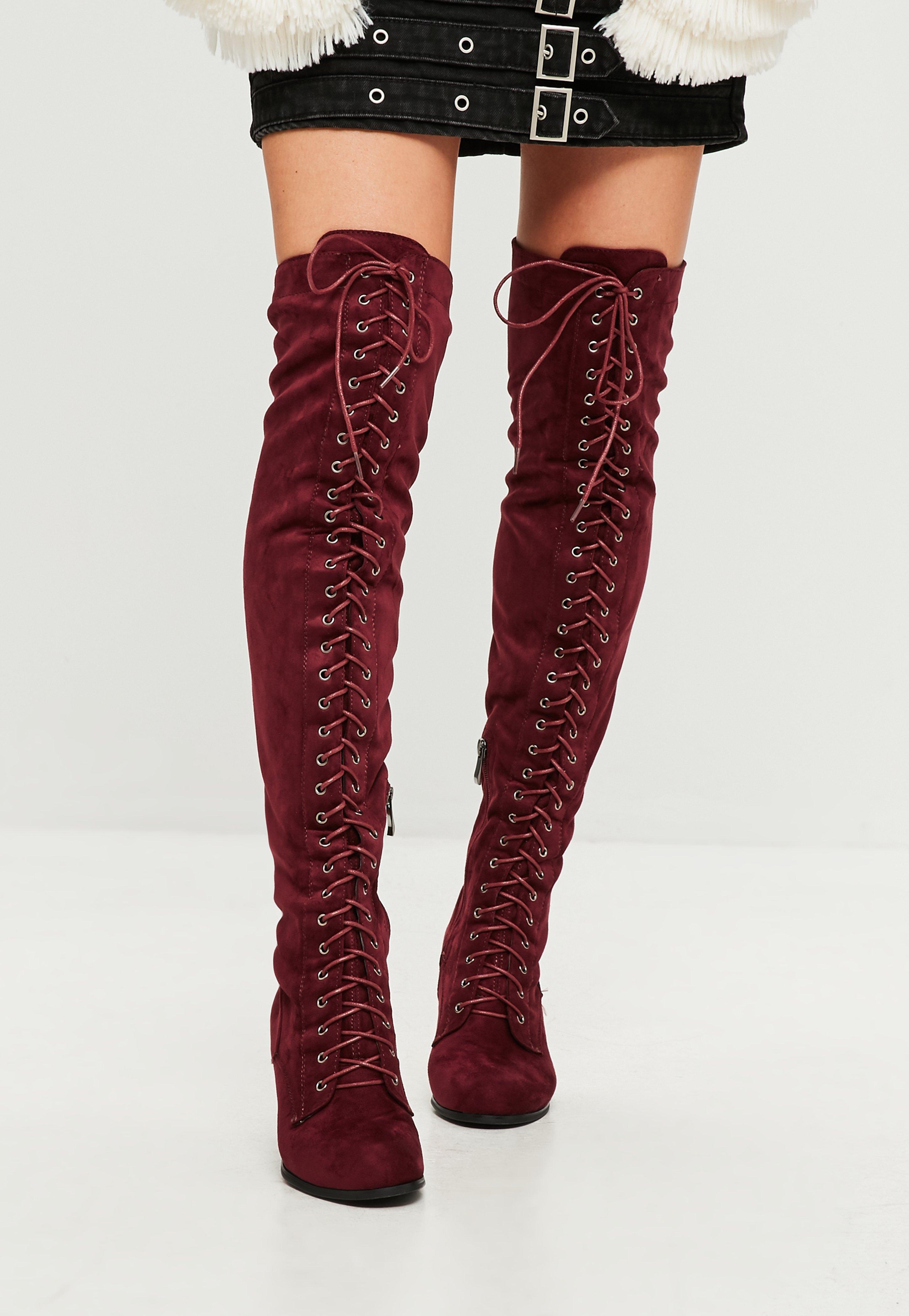 red suede over the knee boots
