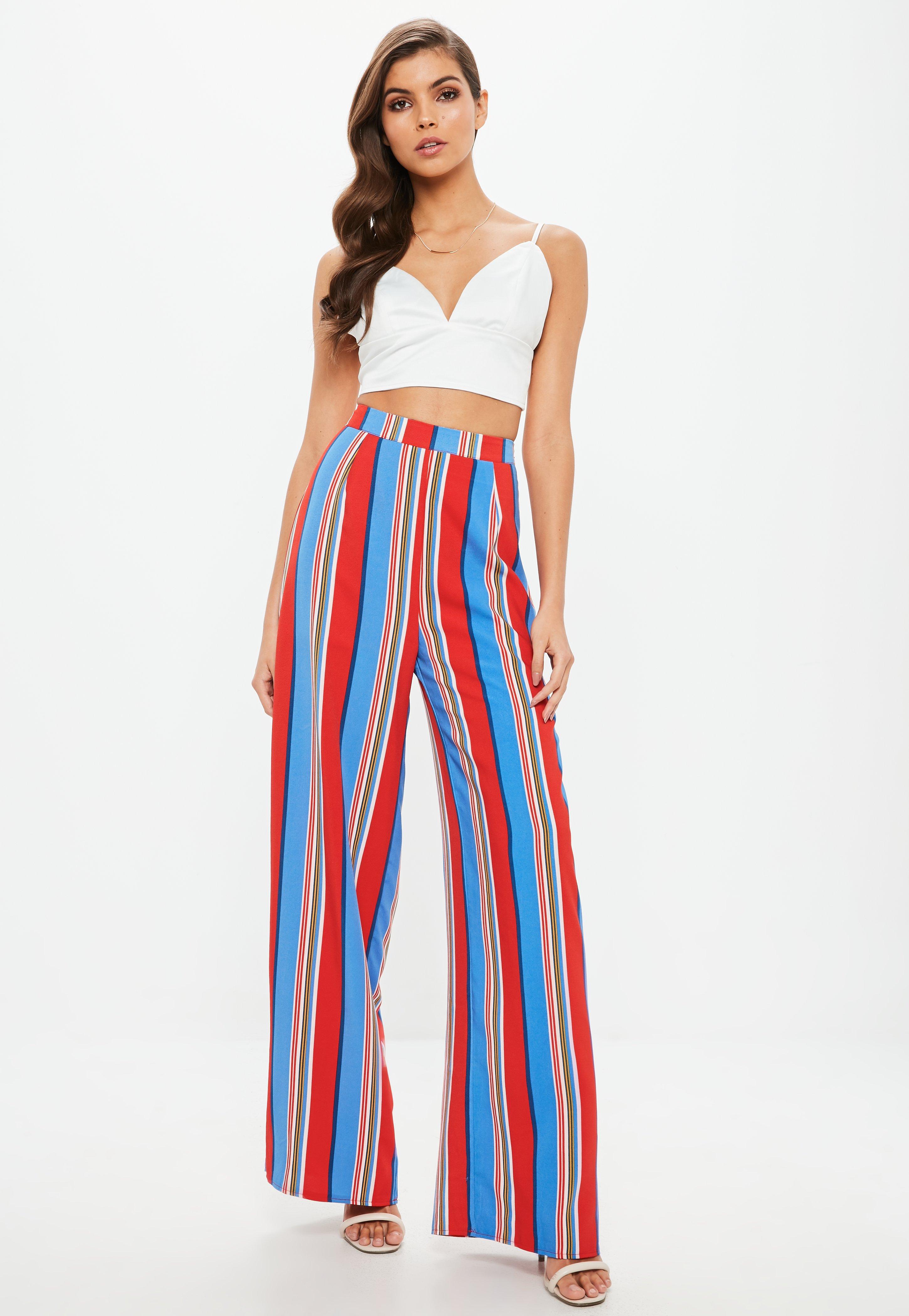 multi colored striped palazzo pants