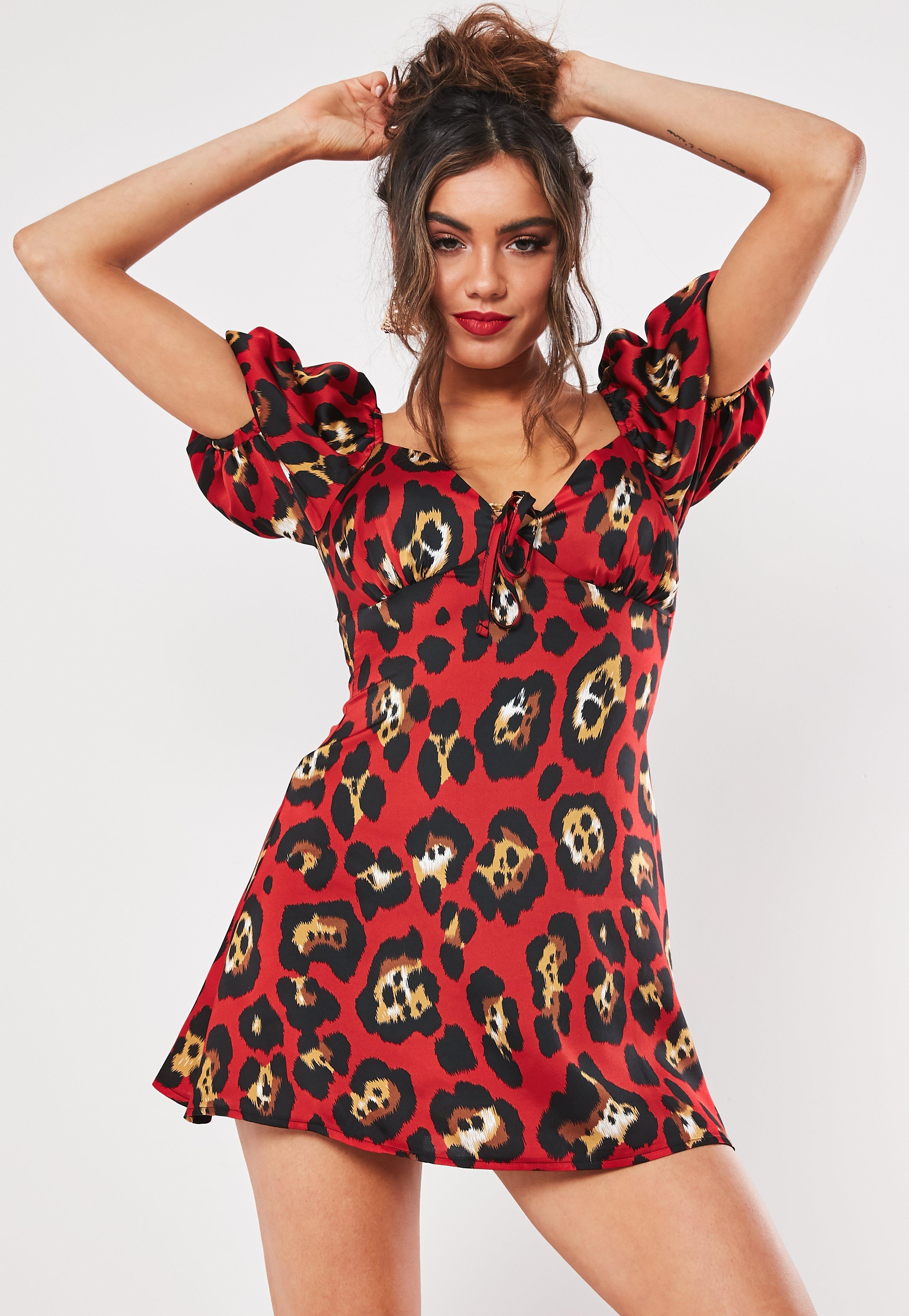 Leopard milkmaid dress Clearance