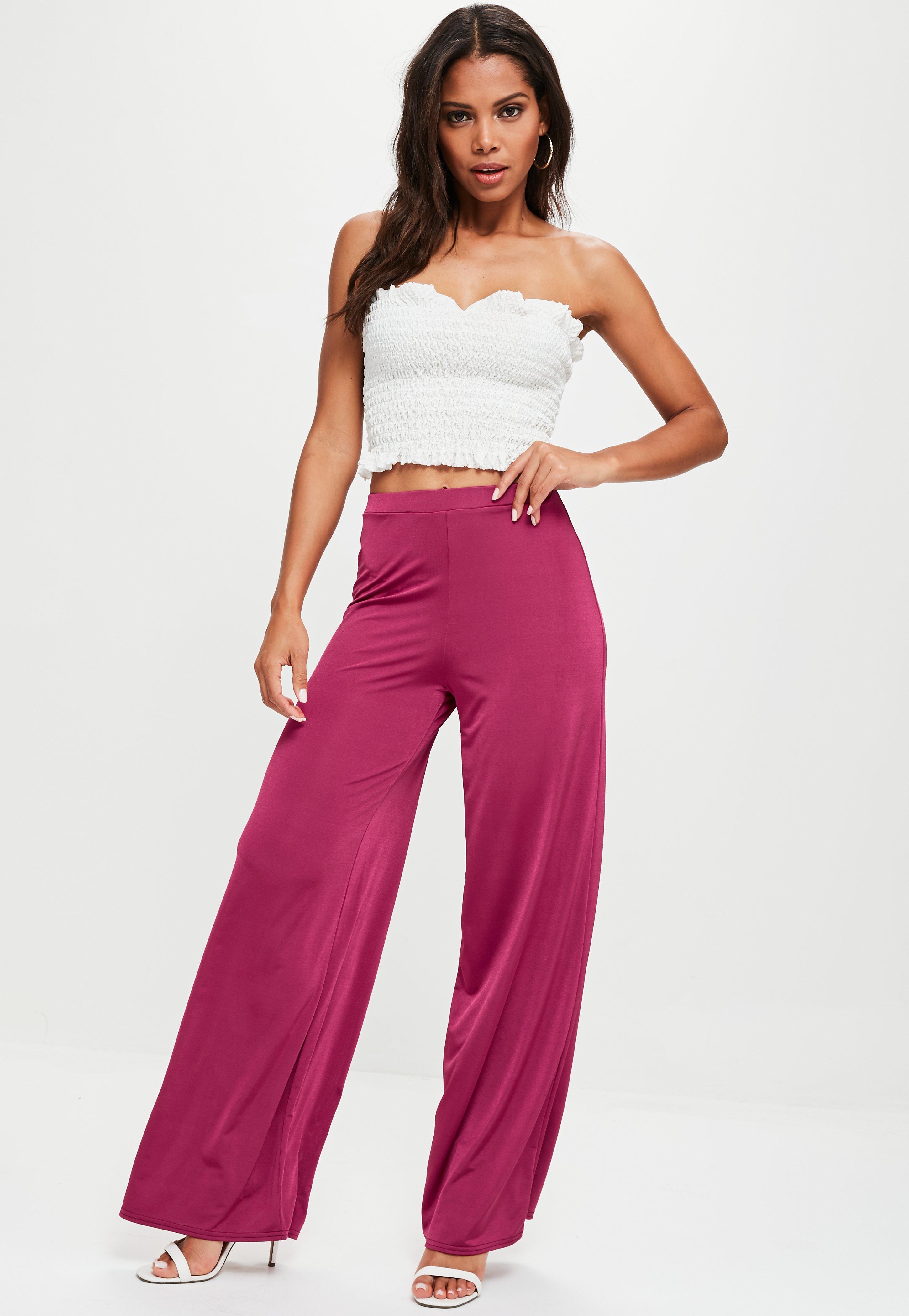 wide leg hot pink pants