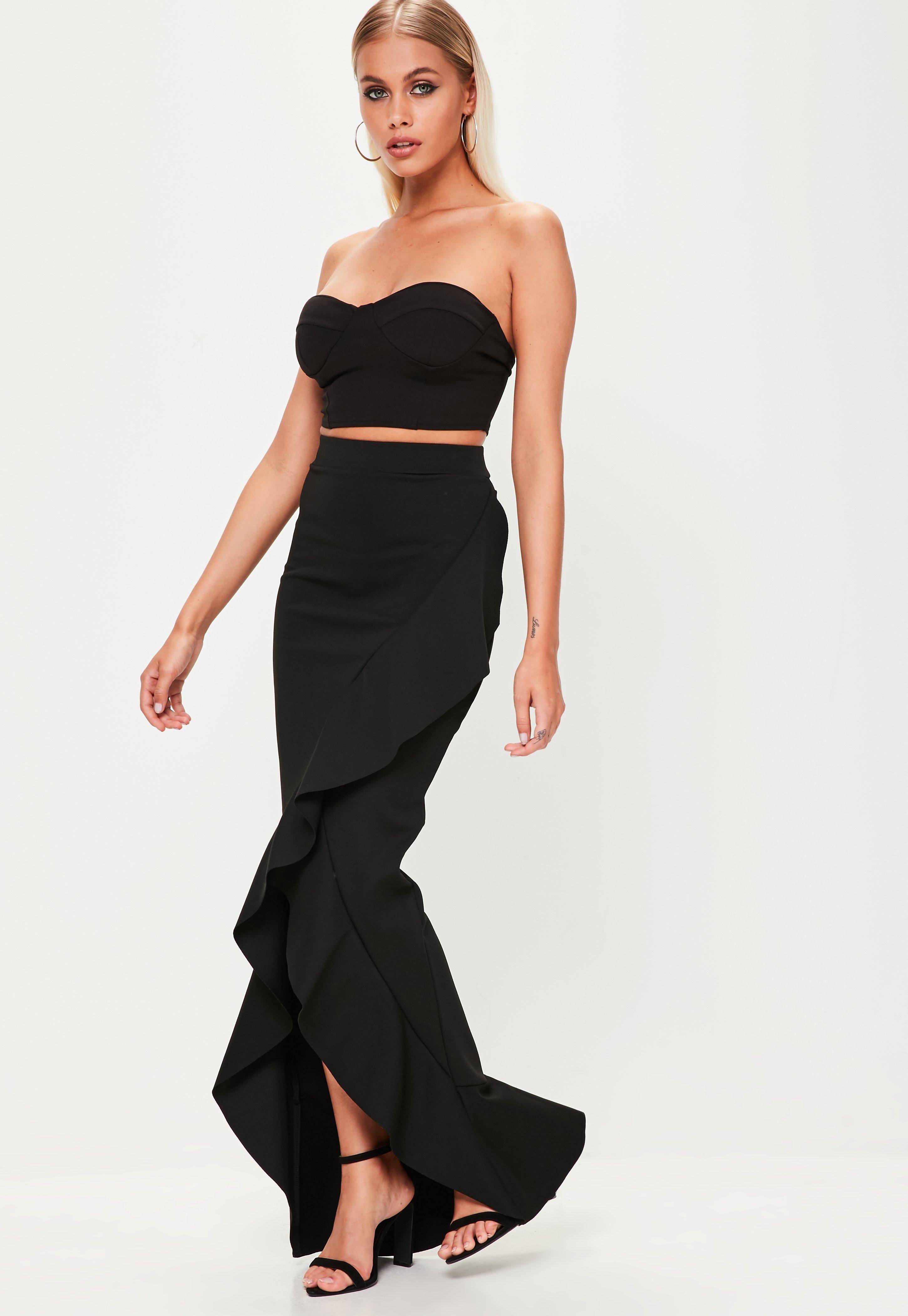 black frill maxi dress