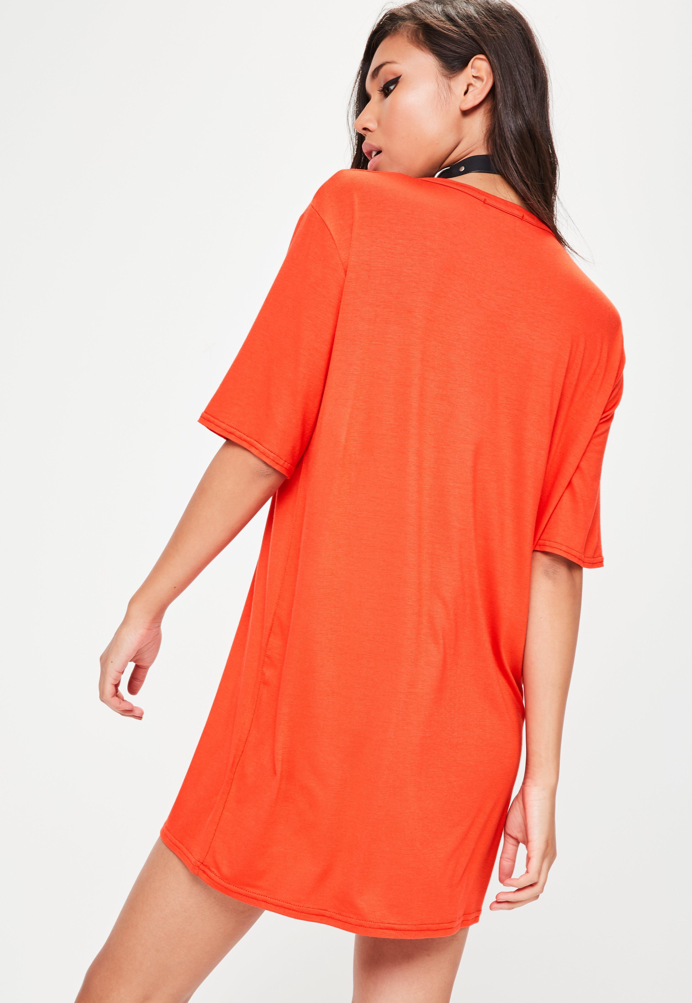 orange oversized shirt dress