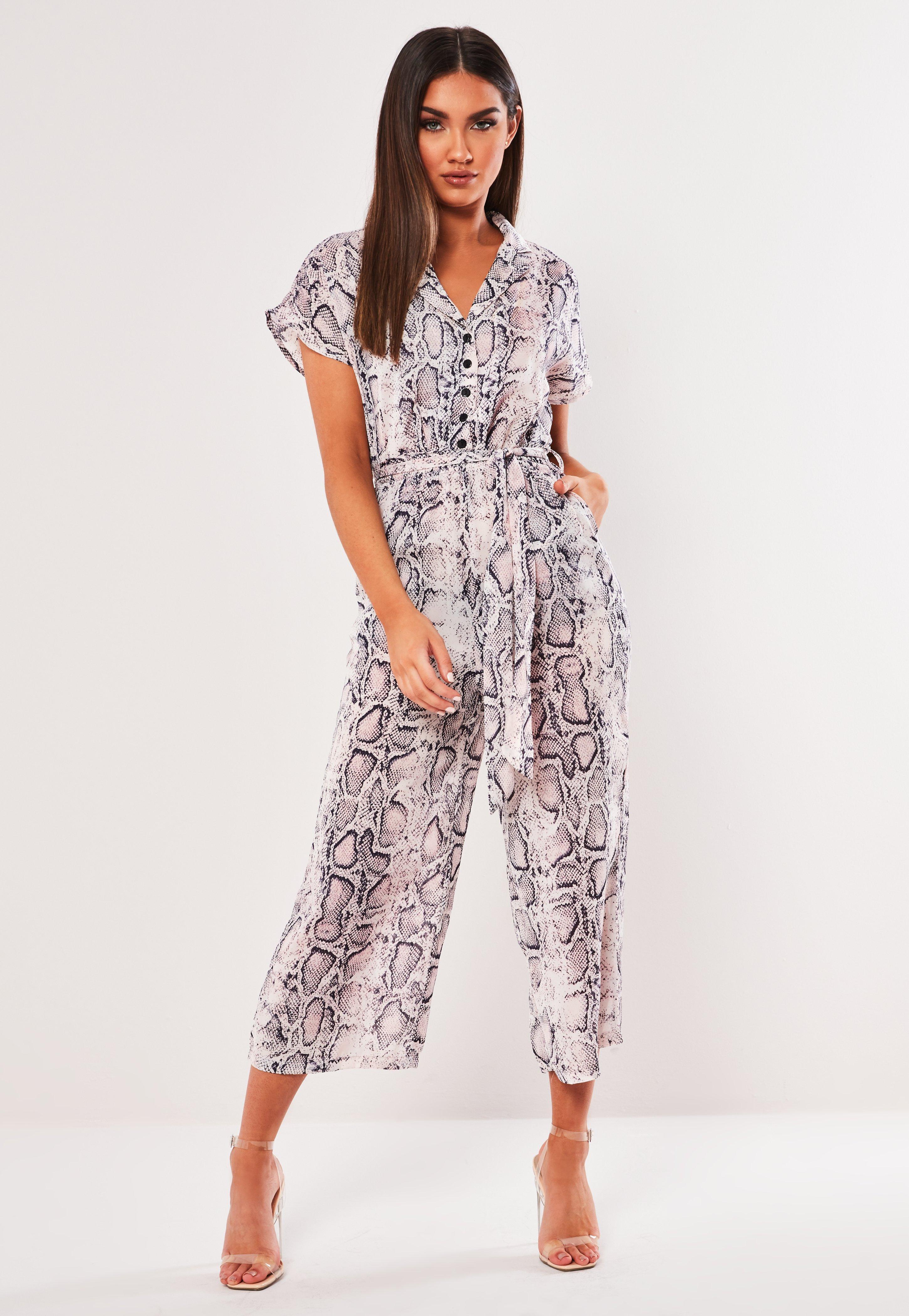 missguided snake print playsuit