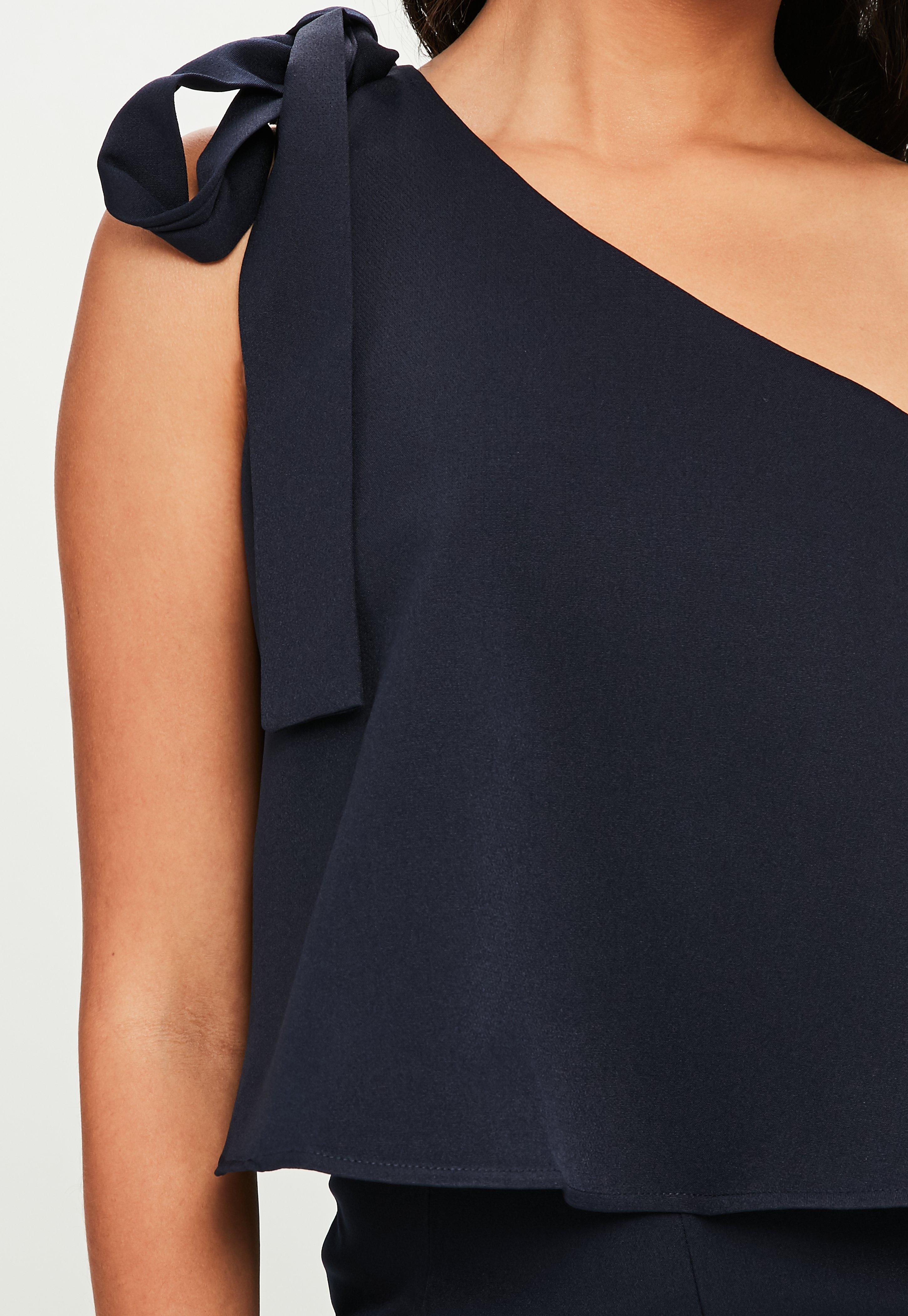 missguided one shoulder bow jumpsuit