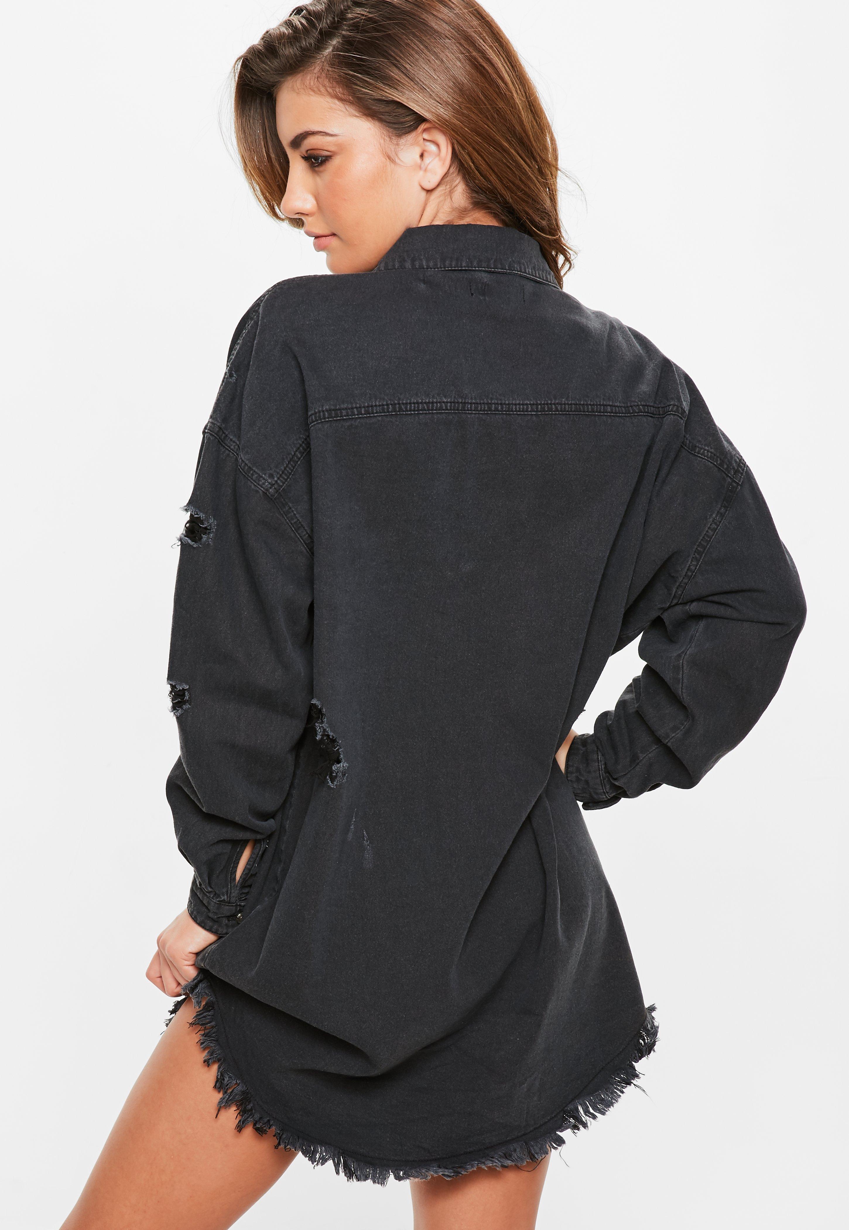 black denim oversized shirt