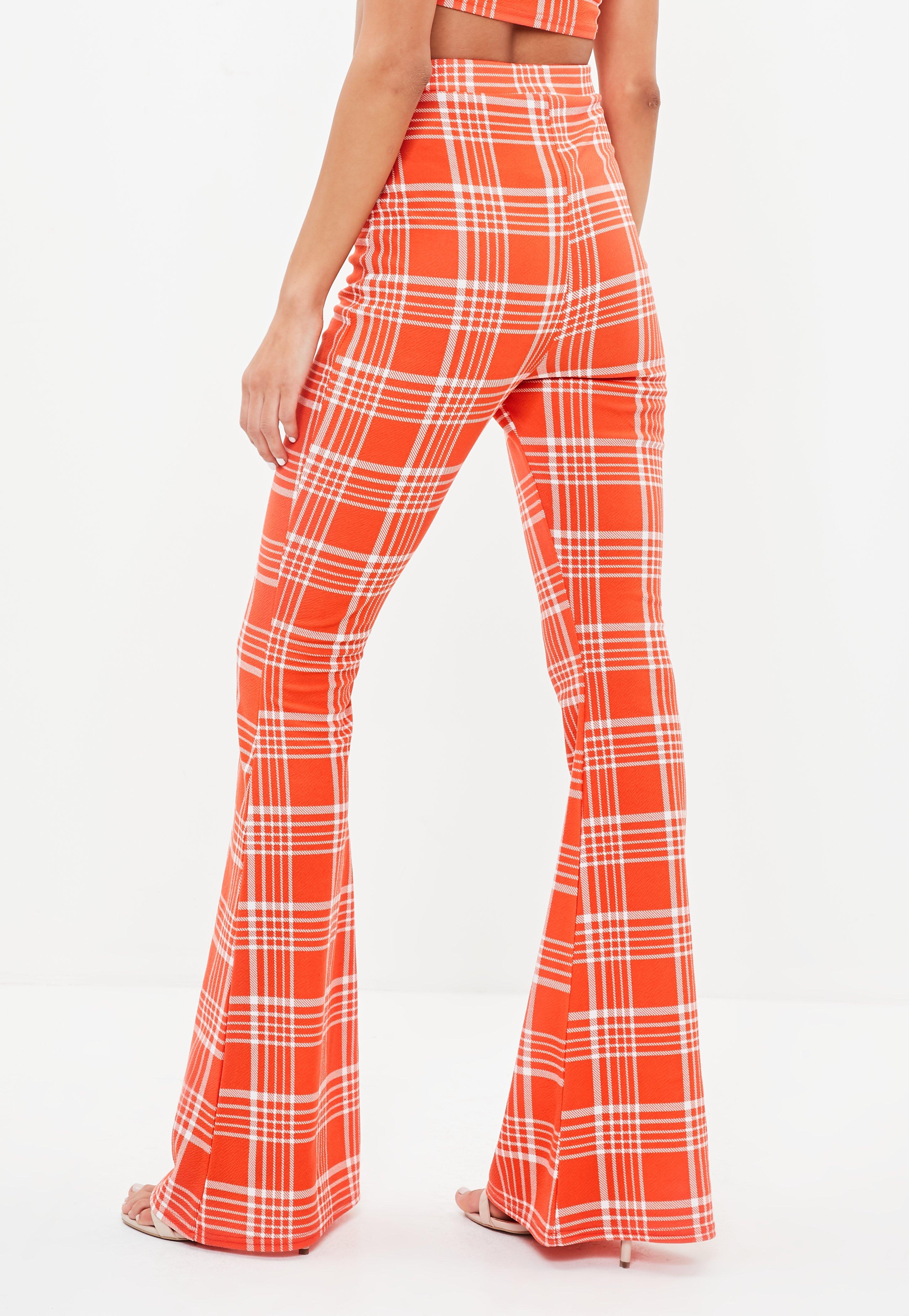 orange check pants