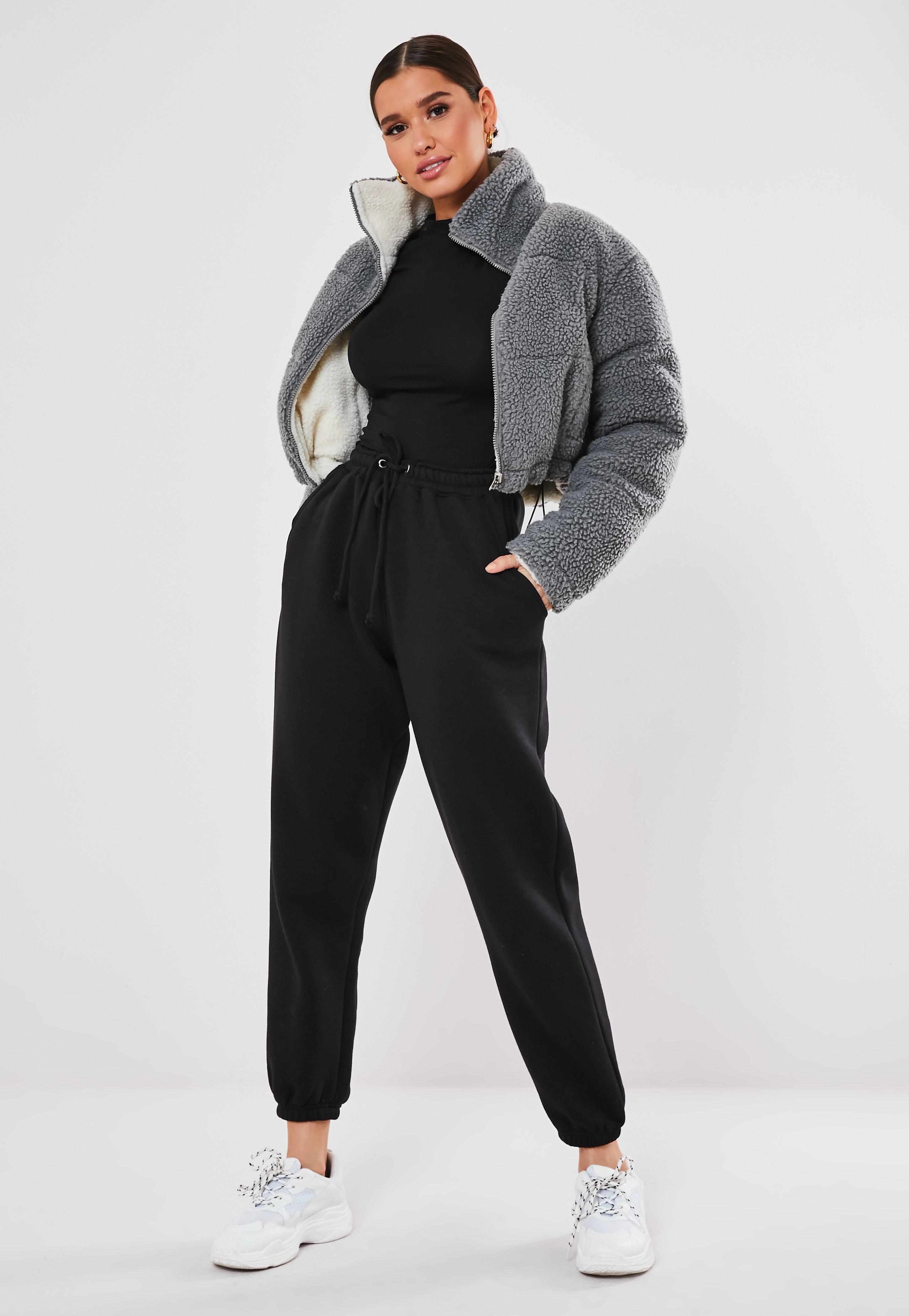 grey cropped puffer jacket