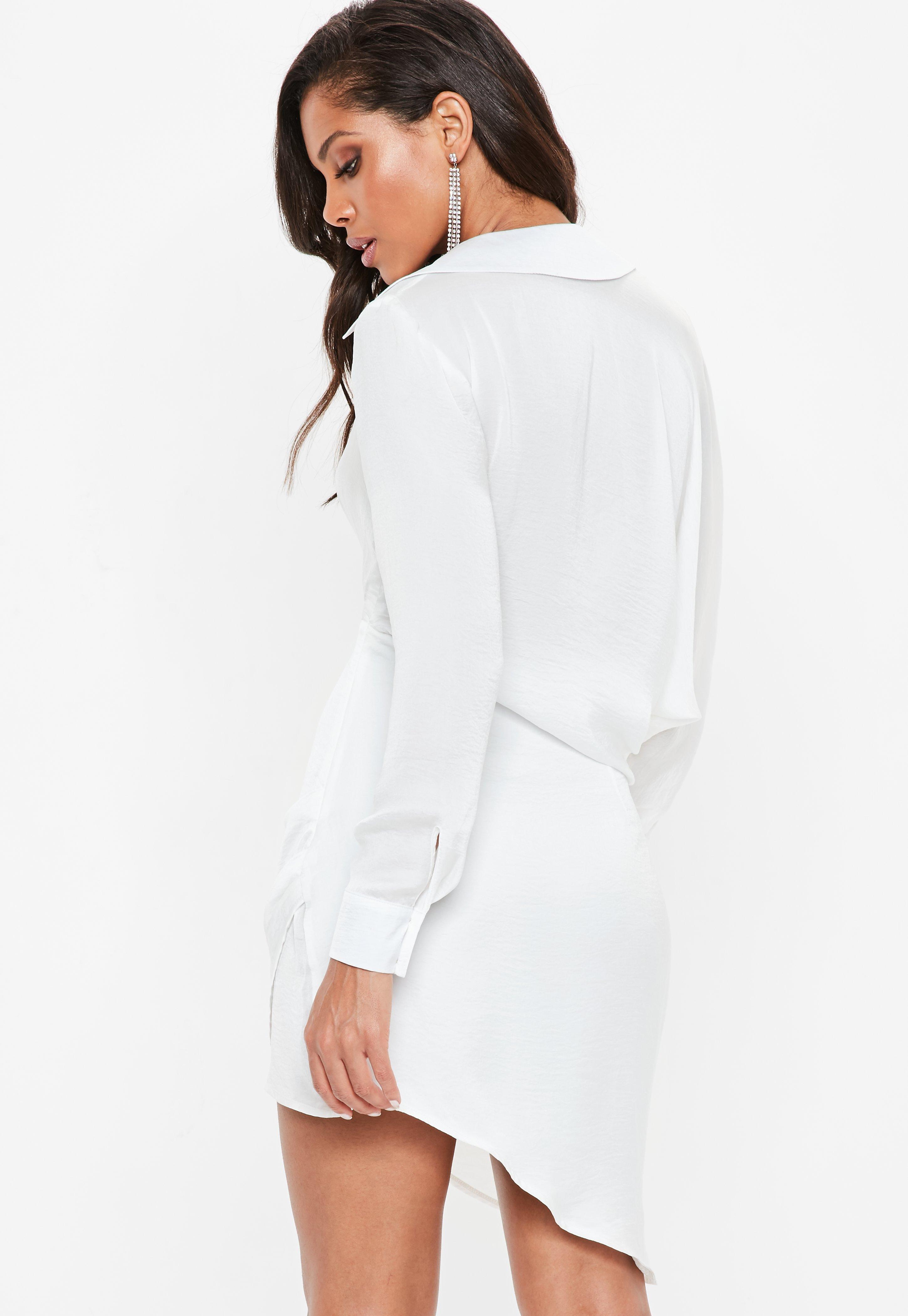 white asymmetric shirt dress