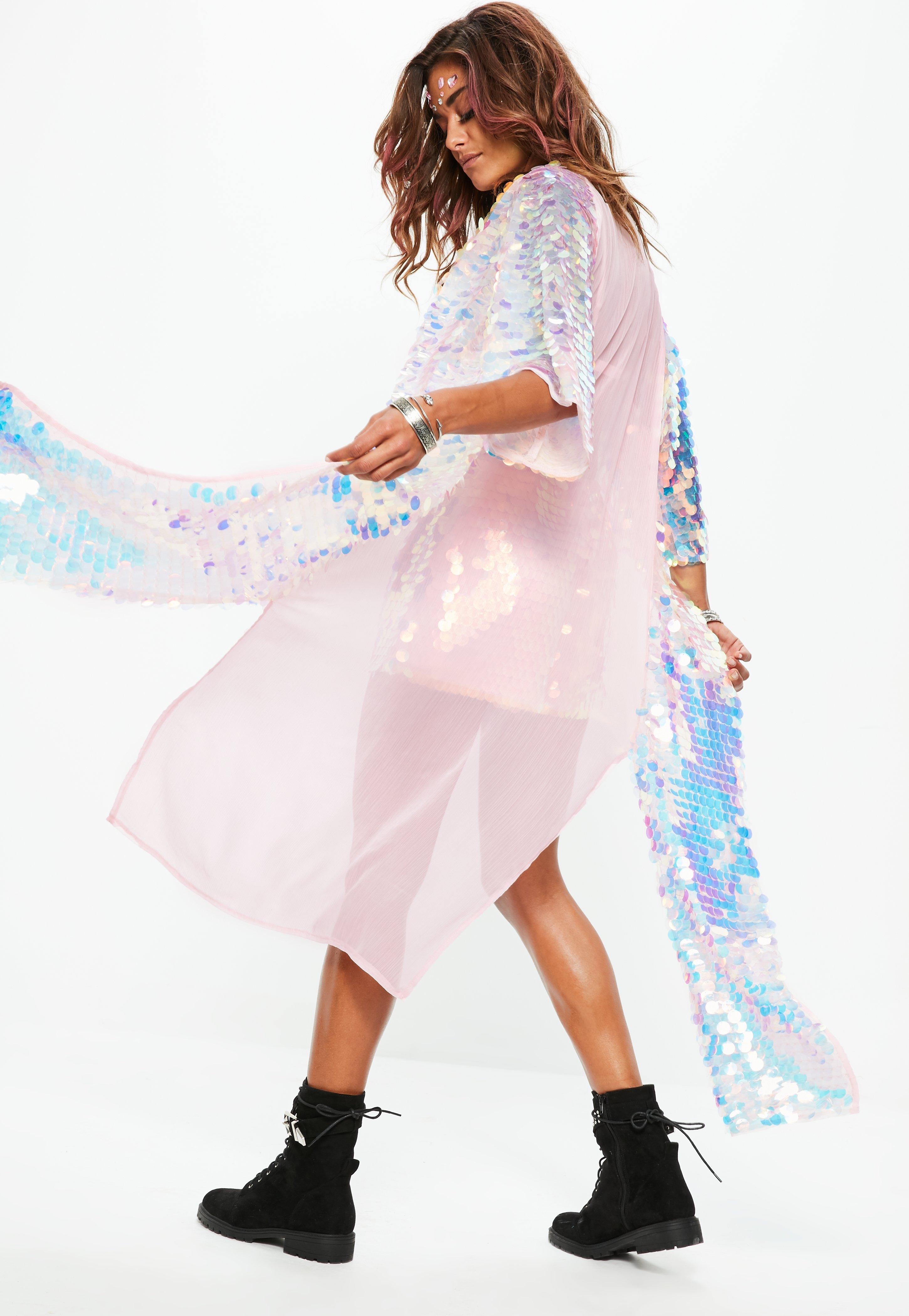 sequin kimono robe