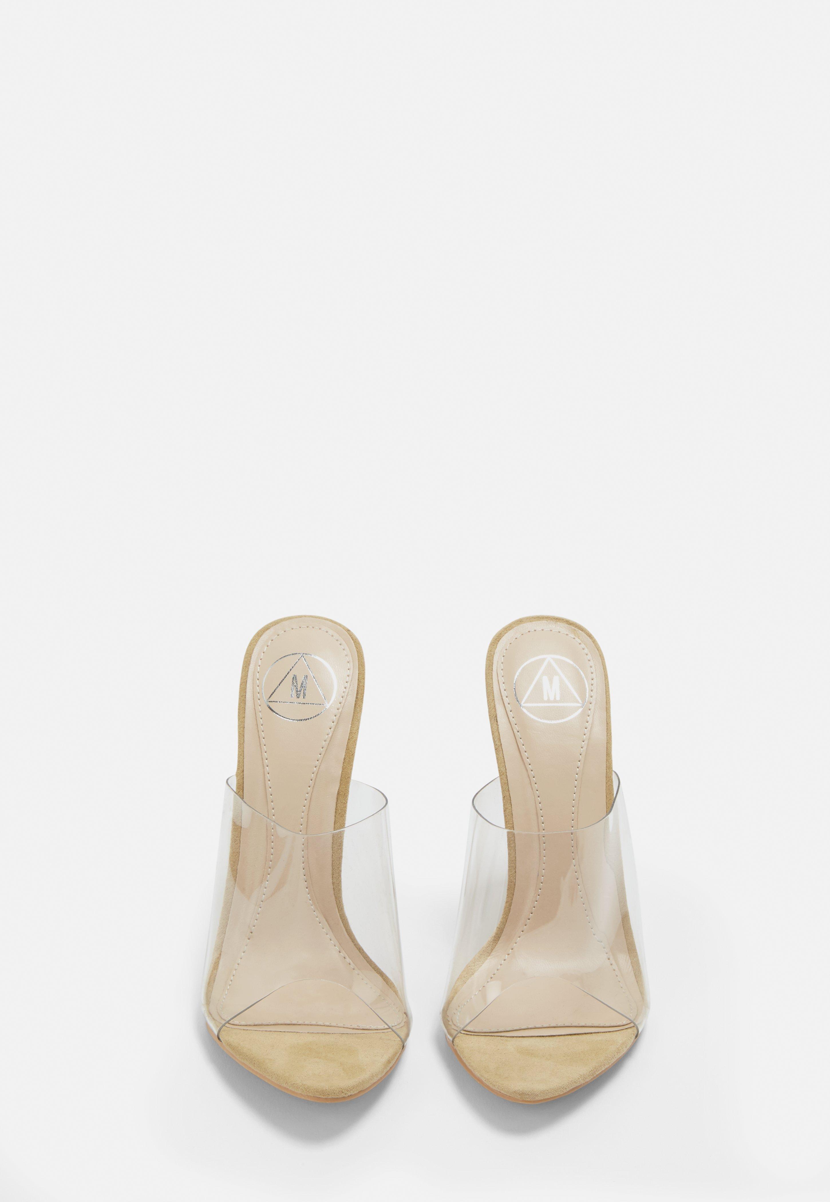 nude pointed clear mules