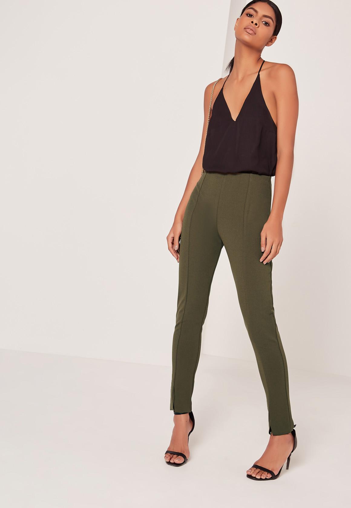 khaki cigarette pants