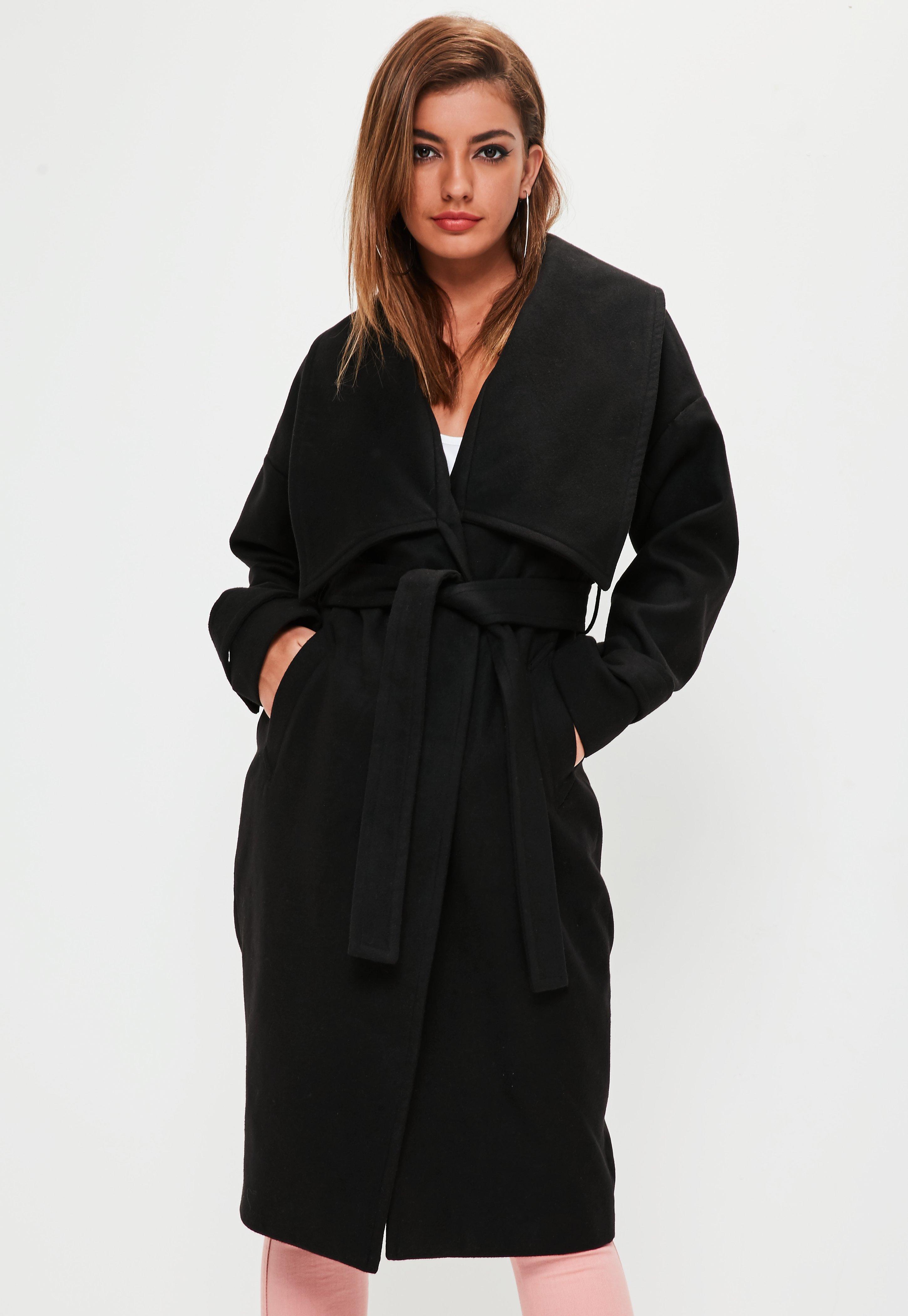 black waterfall coat