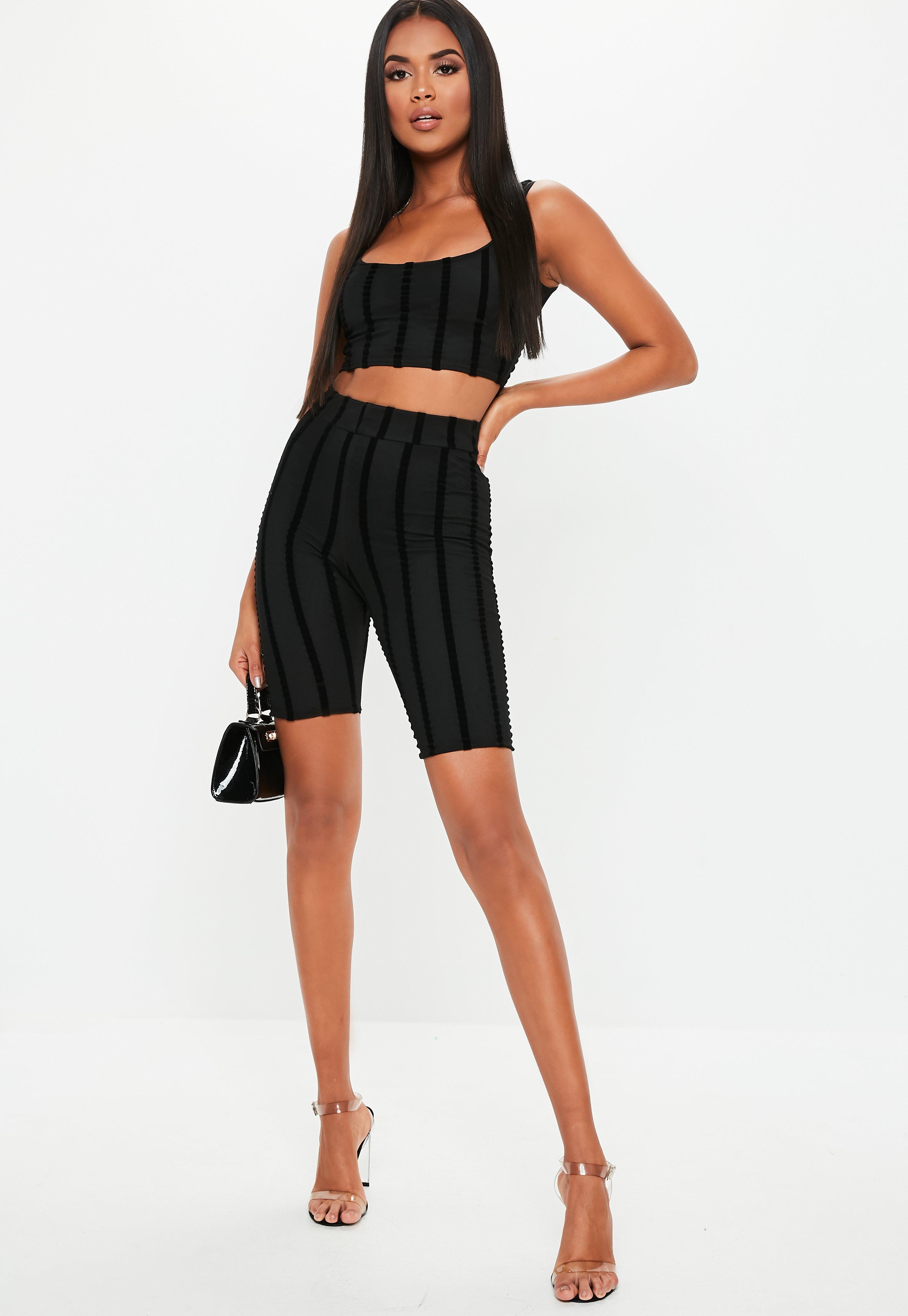 mesh stripe cycling shorts