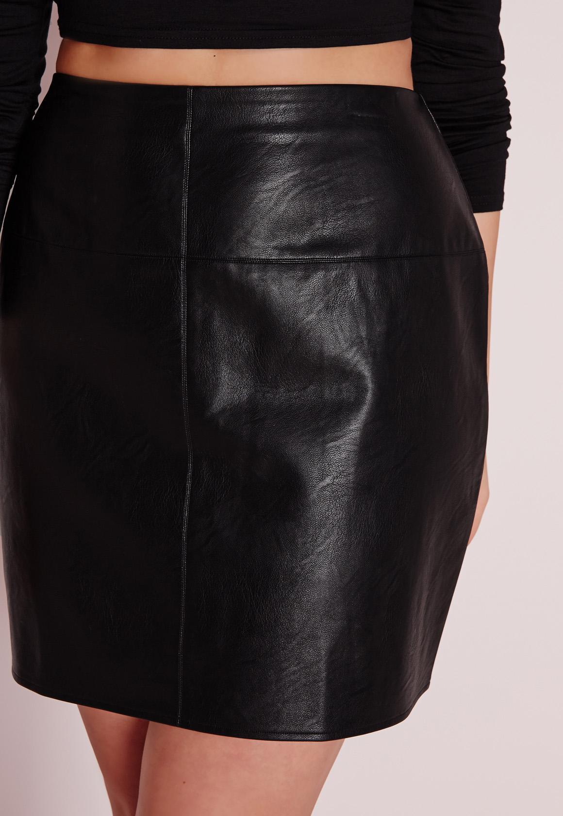 Missguided Plus Size Faux Leather Mini Skirt Black - Lyst