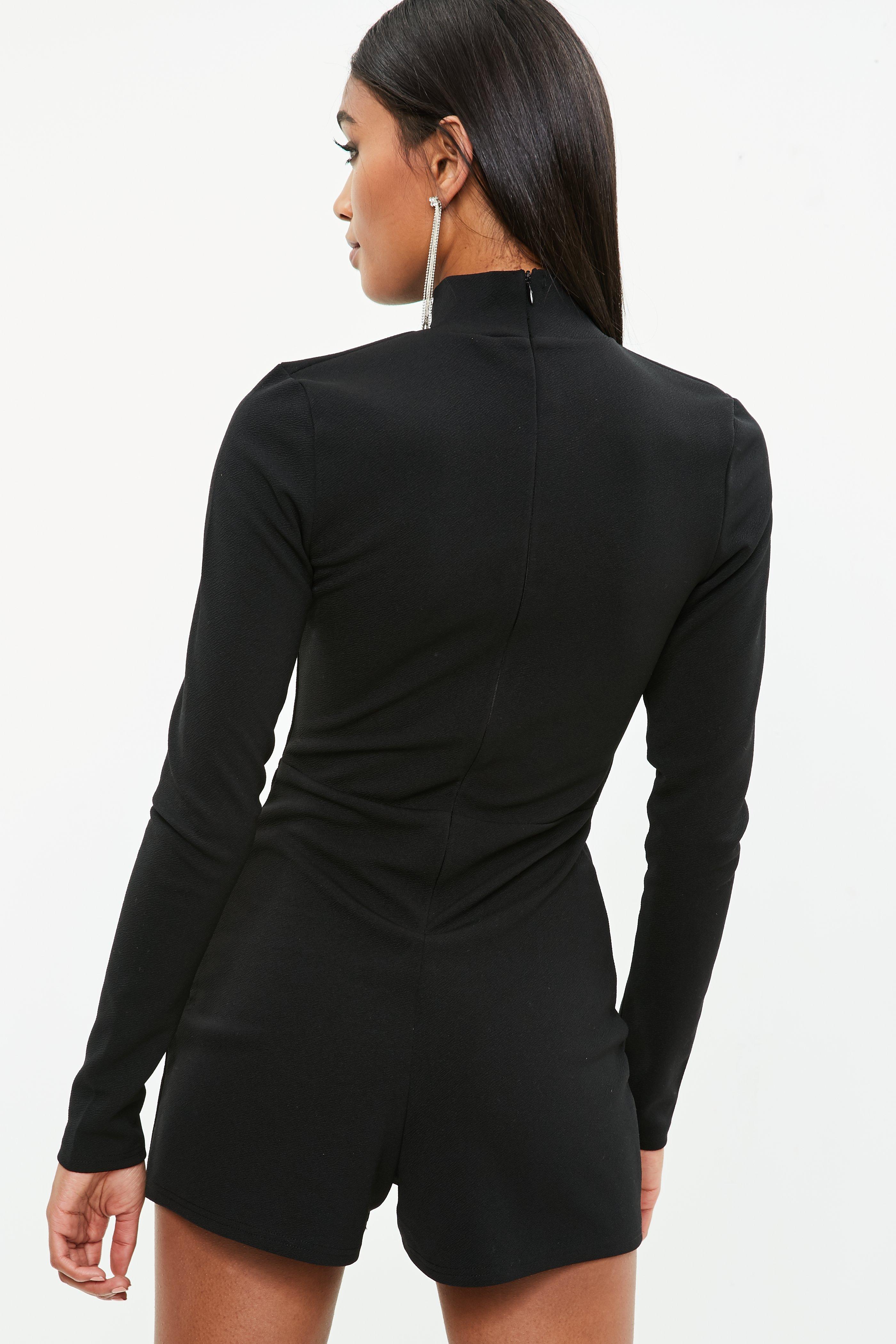 High neck long sleeve playsuit Clearance