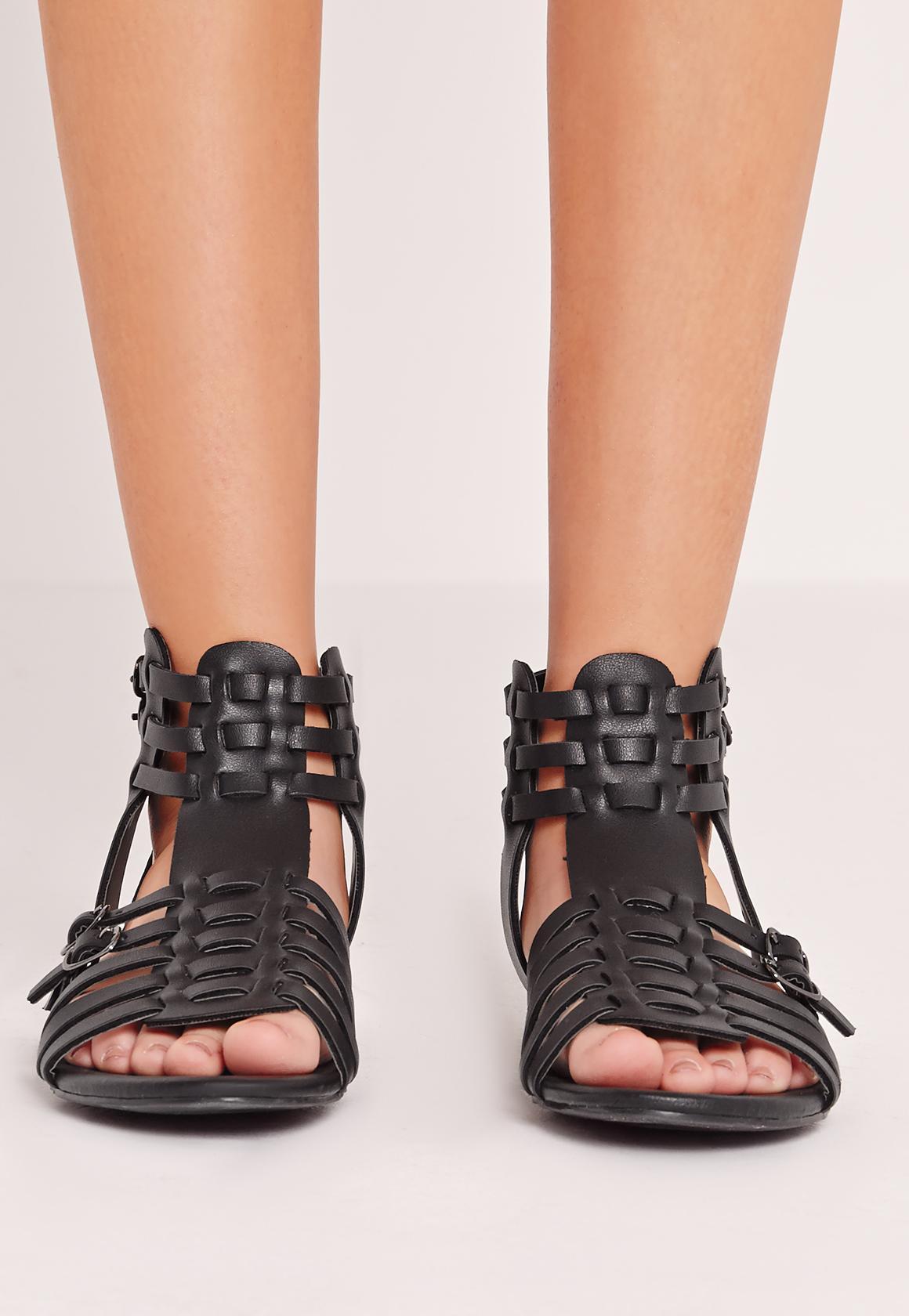 Missguided Strappy Flat Gladiator Sandals Black Lyst