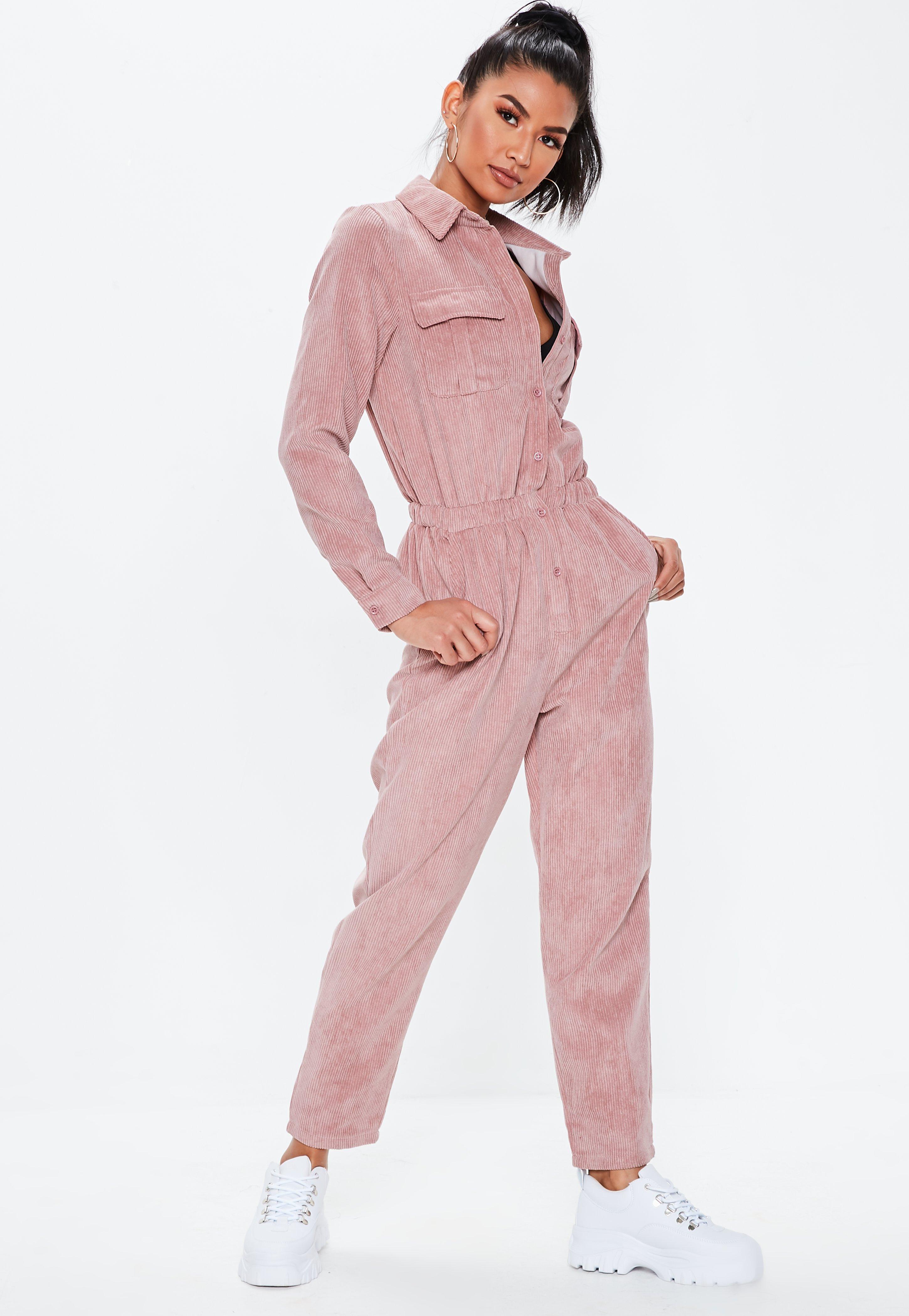 pink cord jumpsuit