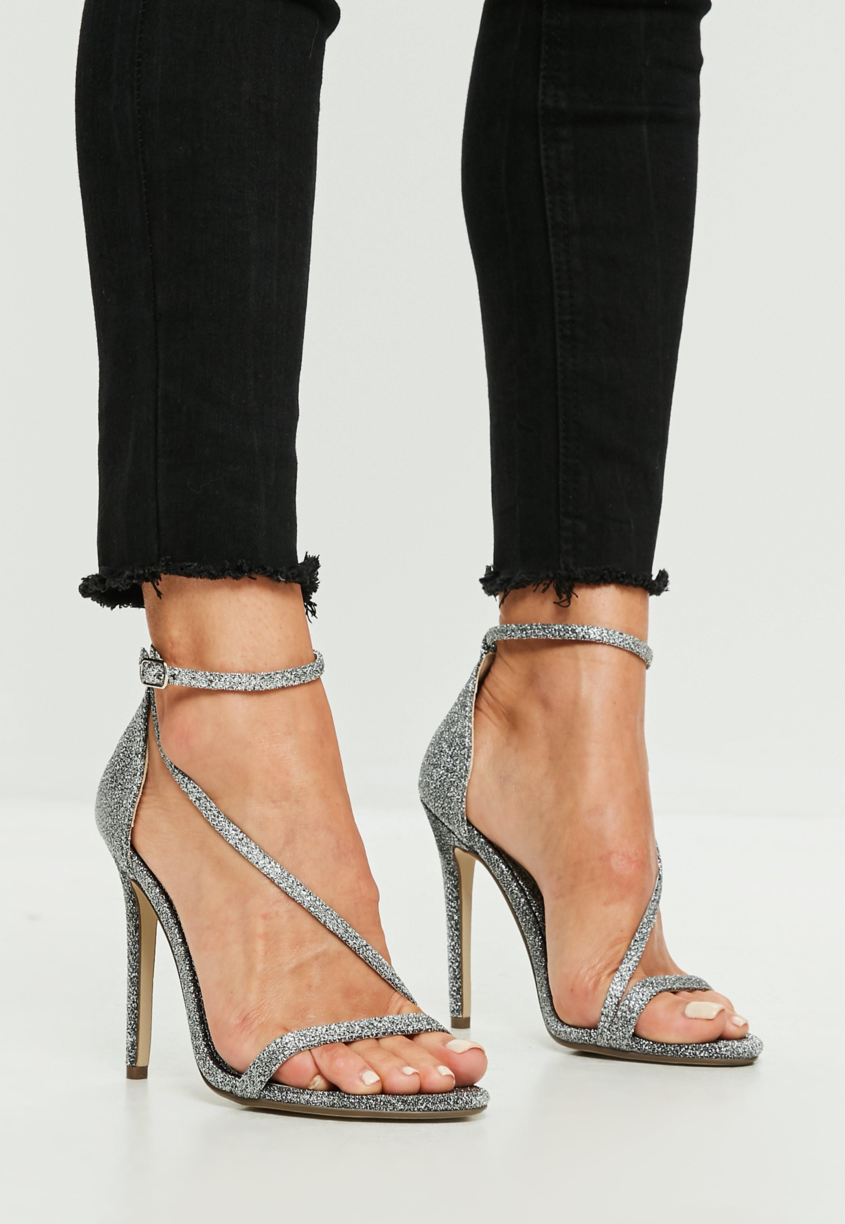 missguided silver barely there heels