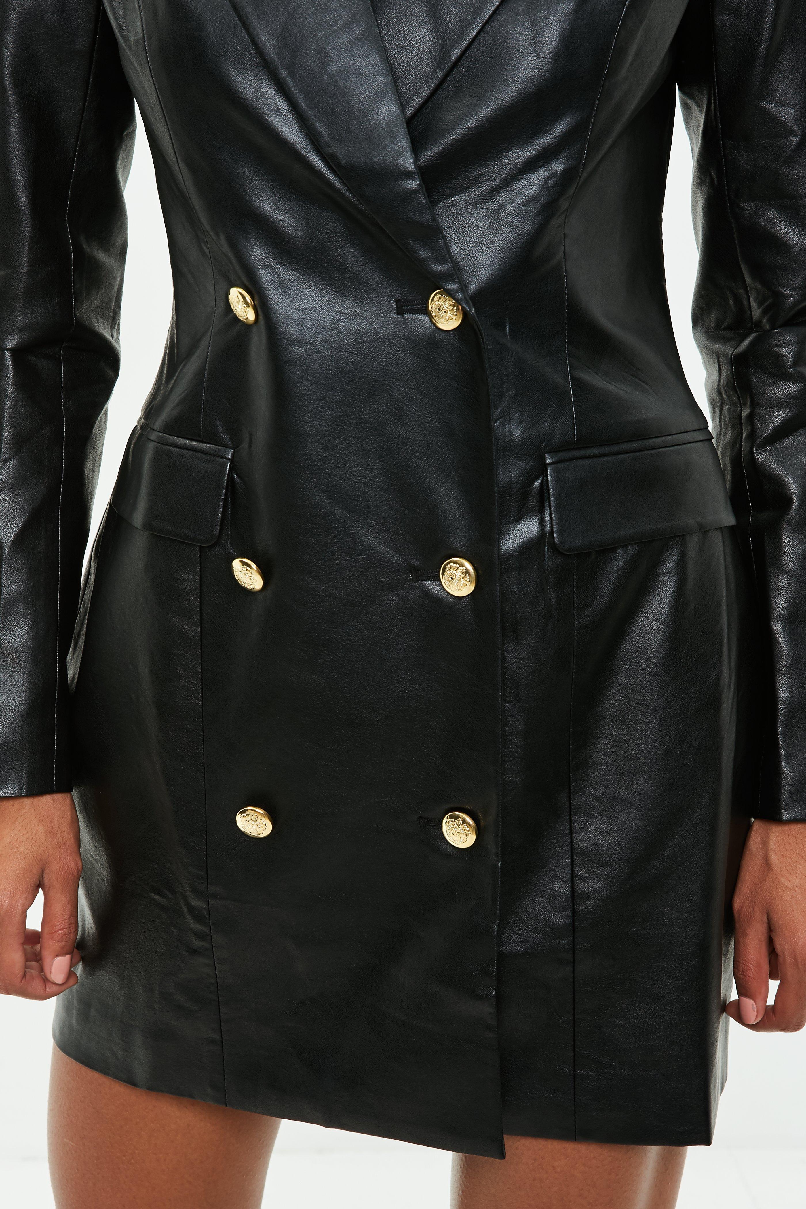 Missguided Black Faux Leather Blazer Dress - Lyst