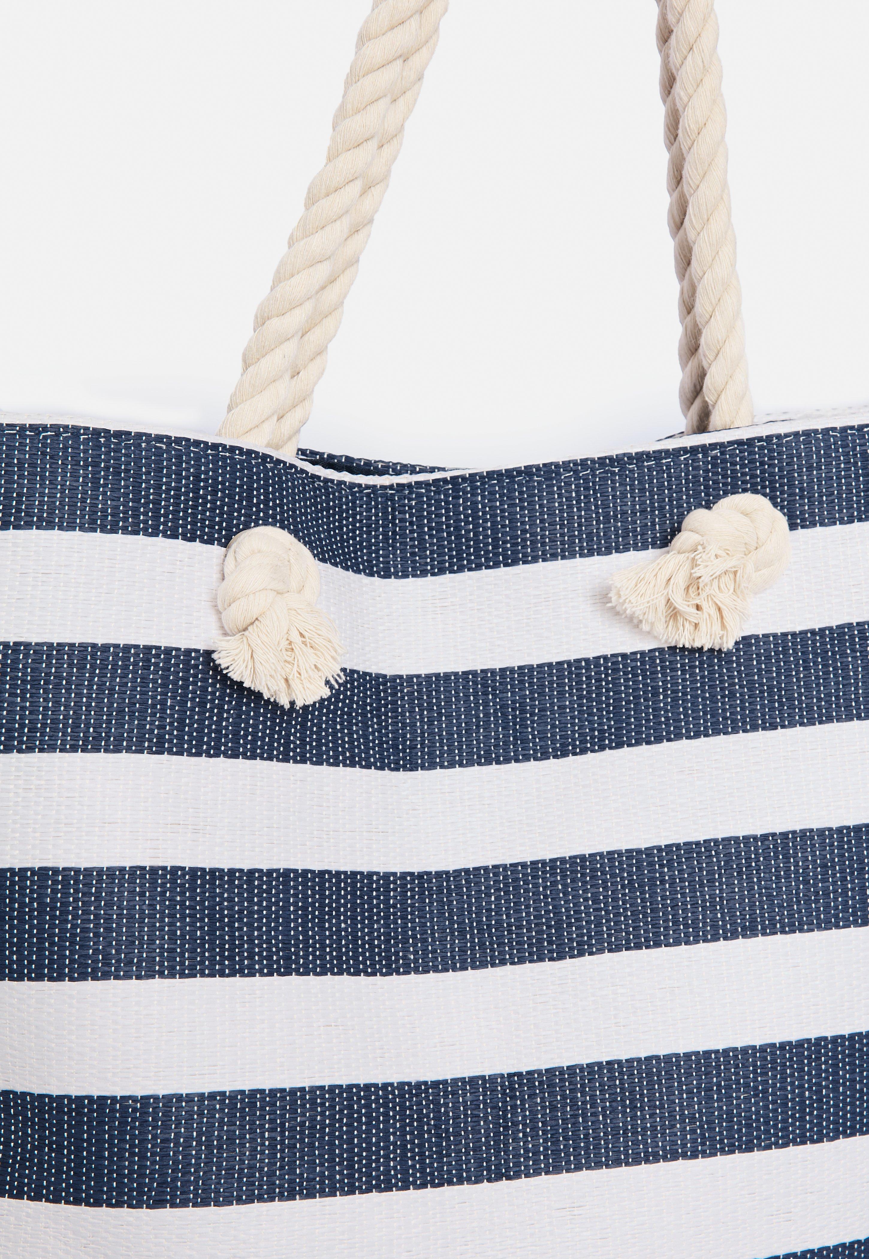blue stripe beach bag