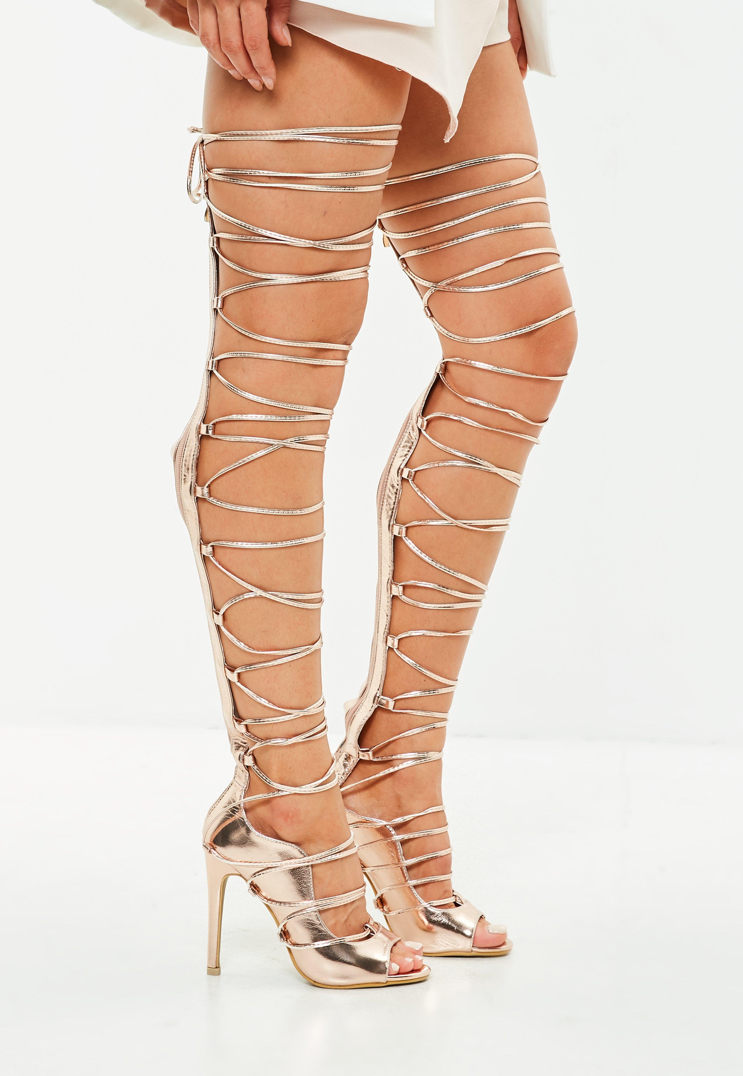 rose gold gladiator heels
