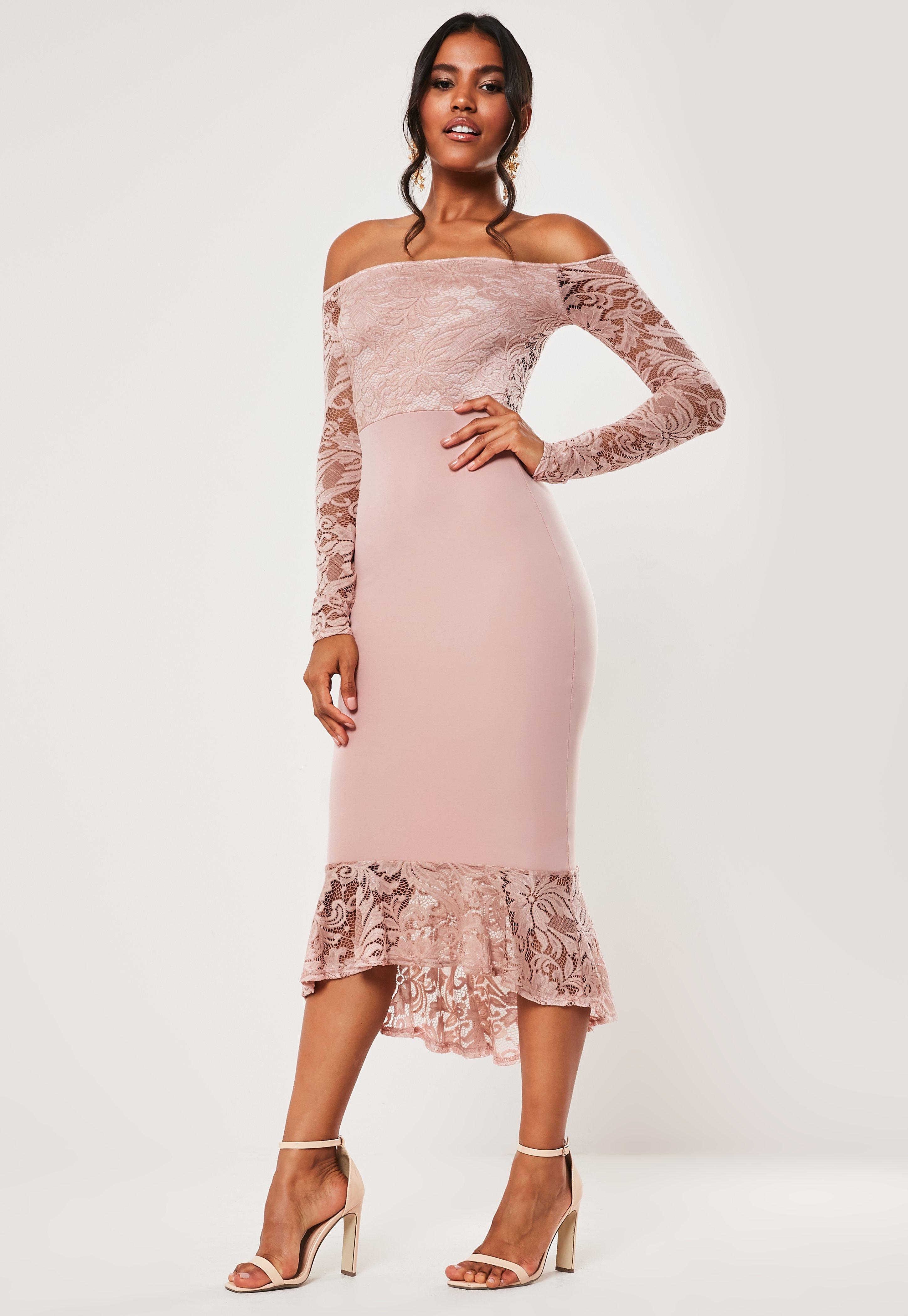 fishtail midi dress with sleeves, Off 