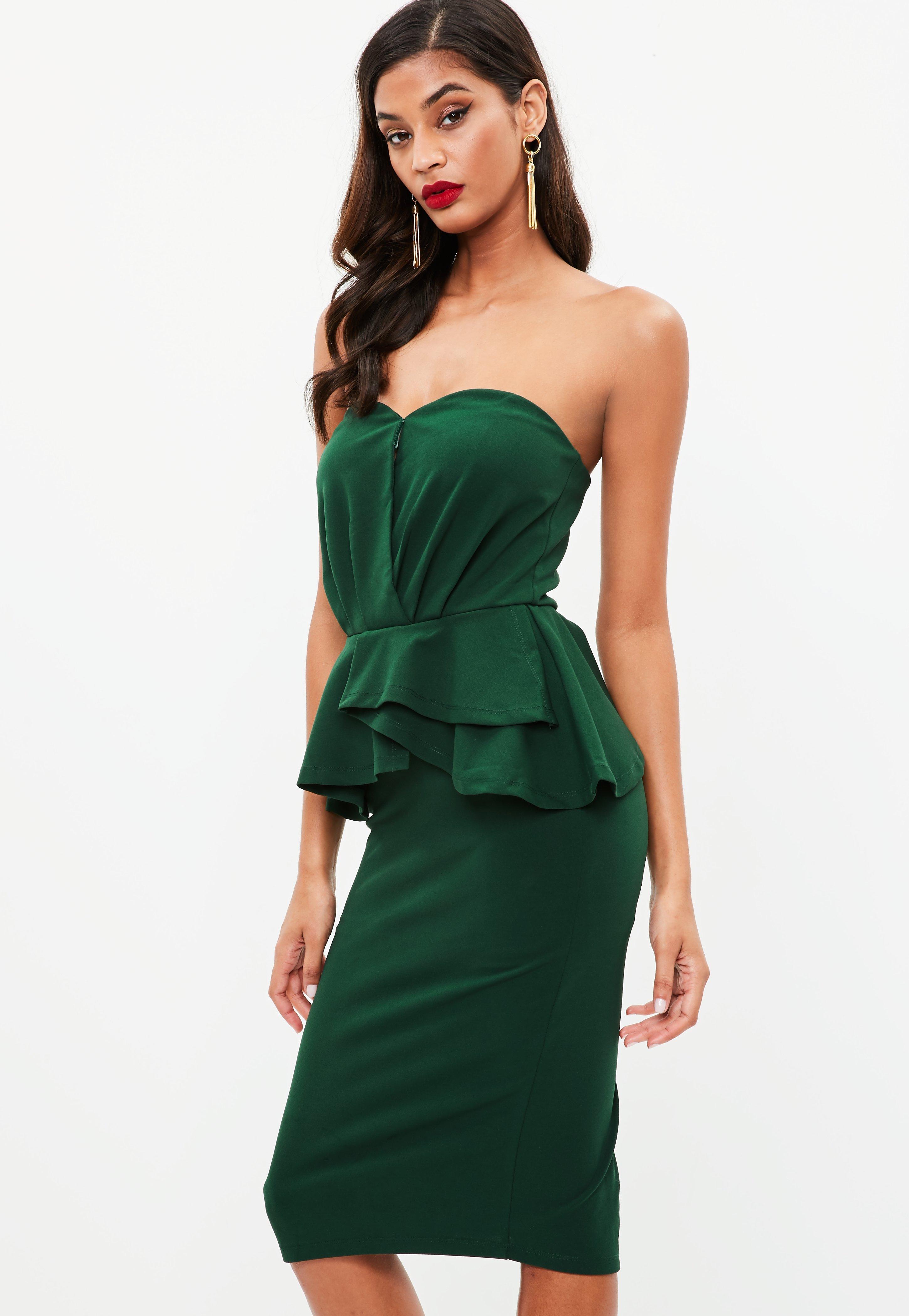 bandeau frill midi dress