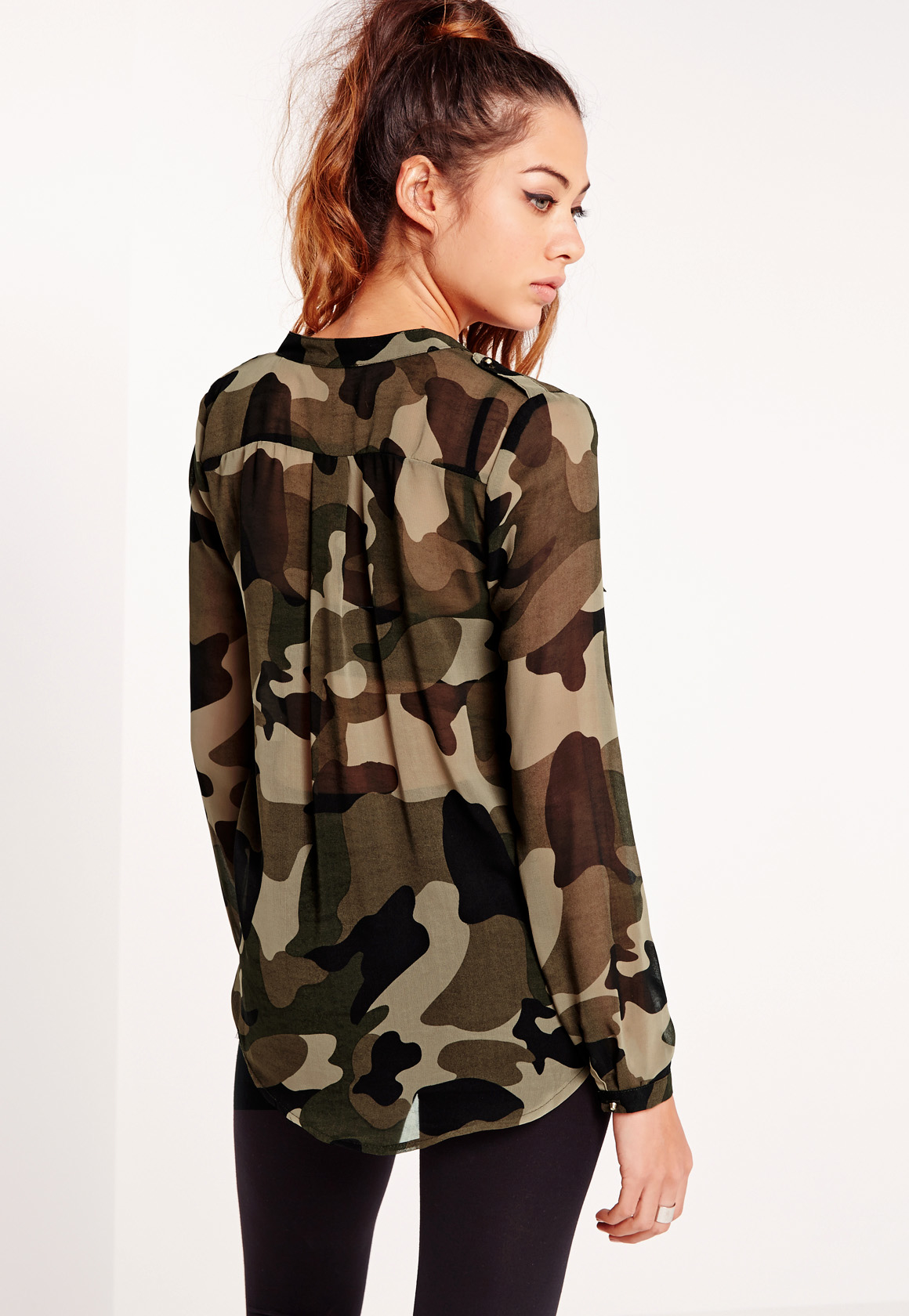 Camouflage sheer blouse Blouses 
